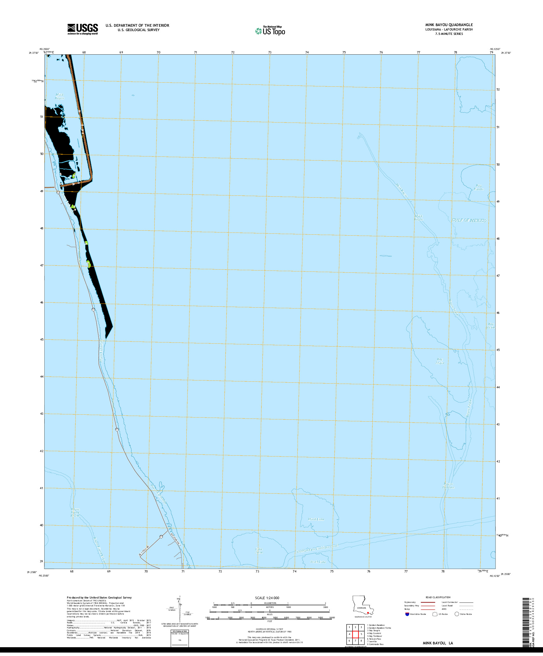 USGS US TOPO 7.5-MINUTE MAP FOR MINK BAYOU, LA 2018