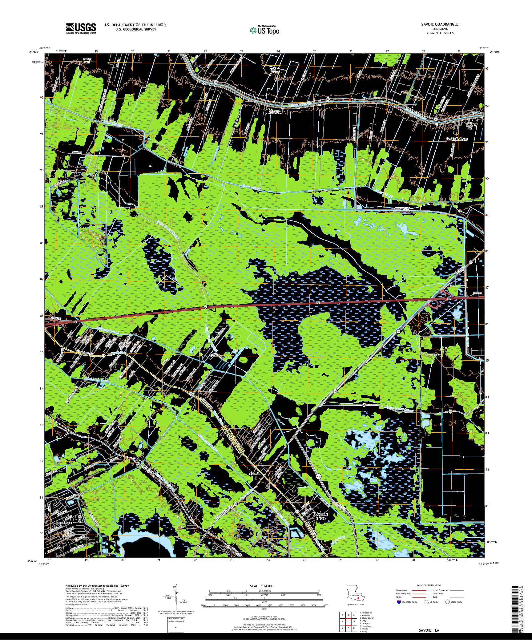 USGS US TOPO 7.5-MINUTE MAP FOR SAVOIE, LA 2018