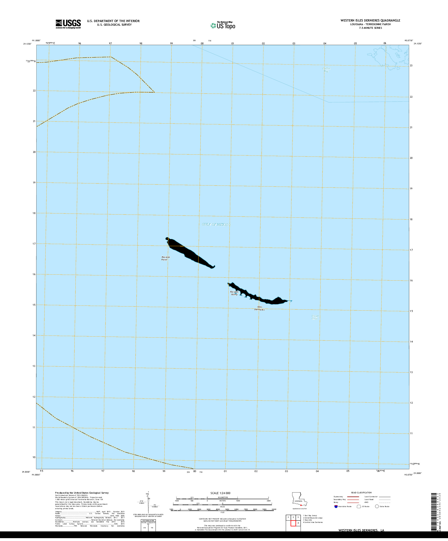 USGS US TOPO 7.5-MINUTE MAP FOR WESTERN ISLES DERNIERES, LA 2018