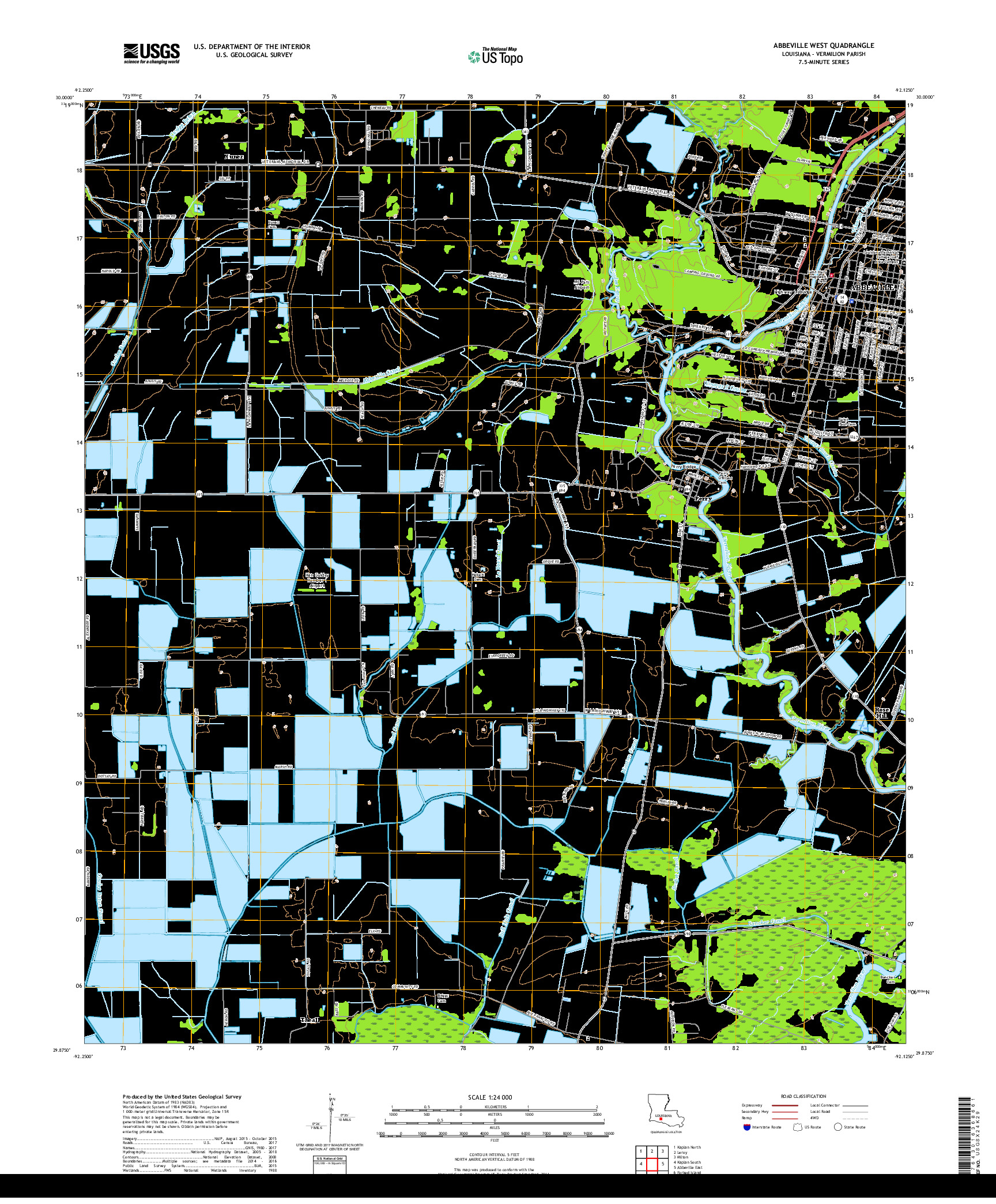 USGS US TOPO 7.5-MINUTE MAP FOR ABBEVILLE WEST, LA 2018