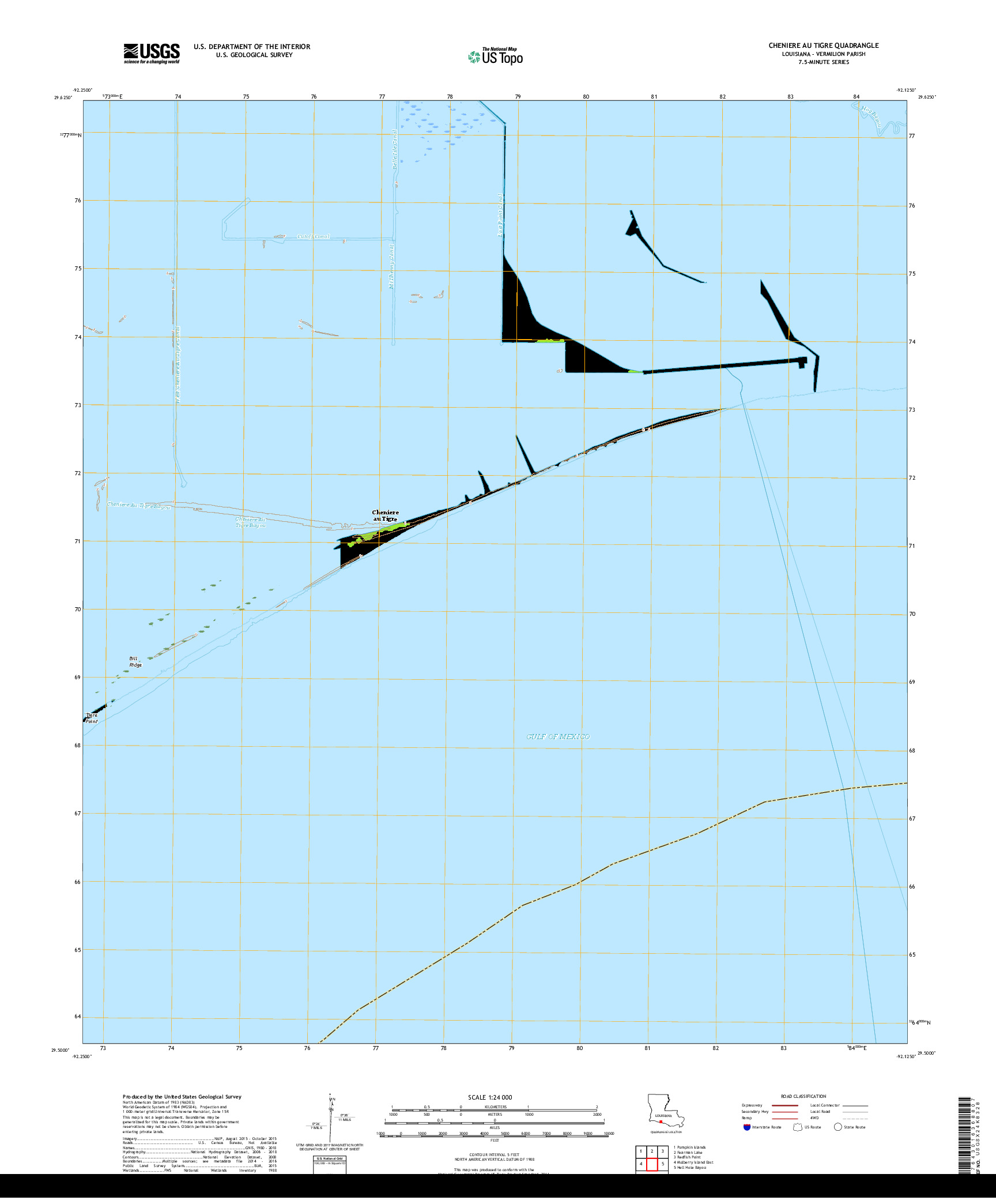 USGS US TOPO 7.5-MINUTE MAP FOR CHENIERE AU TIGRE, LA 2018
