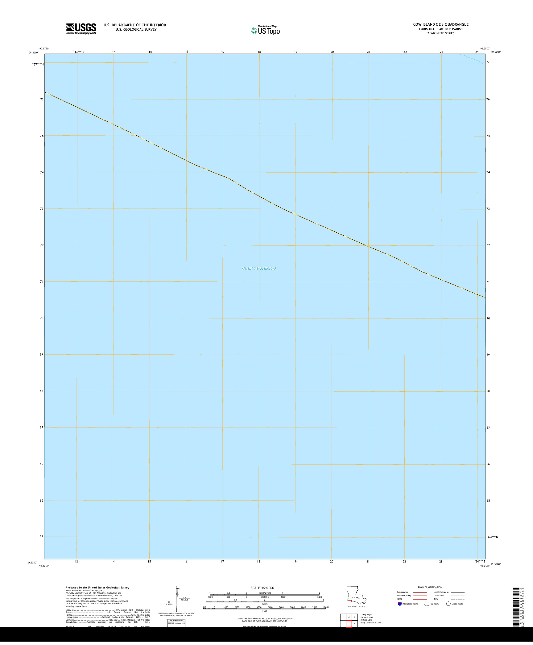 USGS US TOPO 7.5-MINUTE MAP FOR COW ISLAND OE S, LA 2018