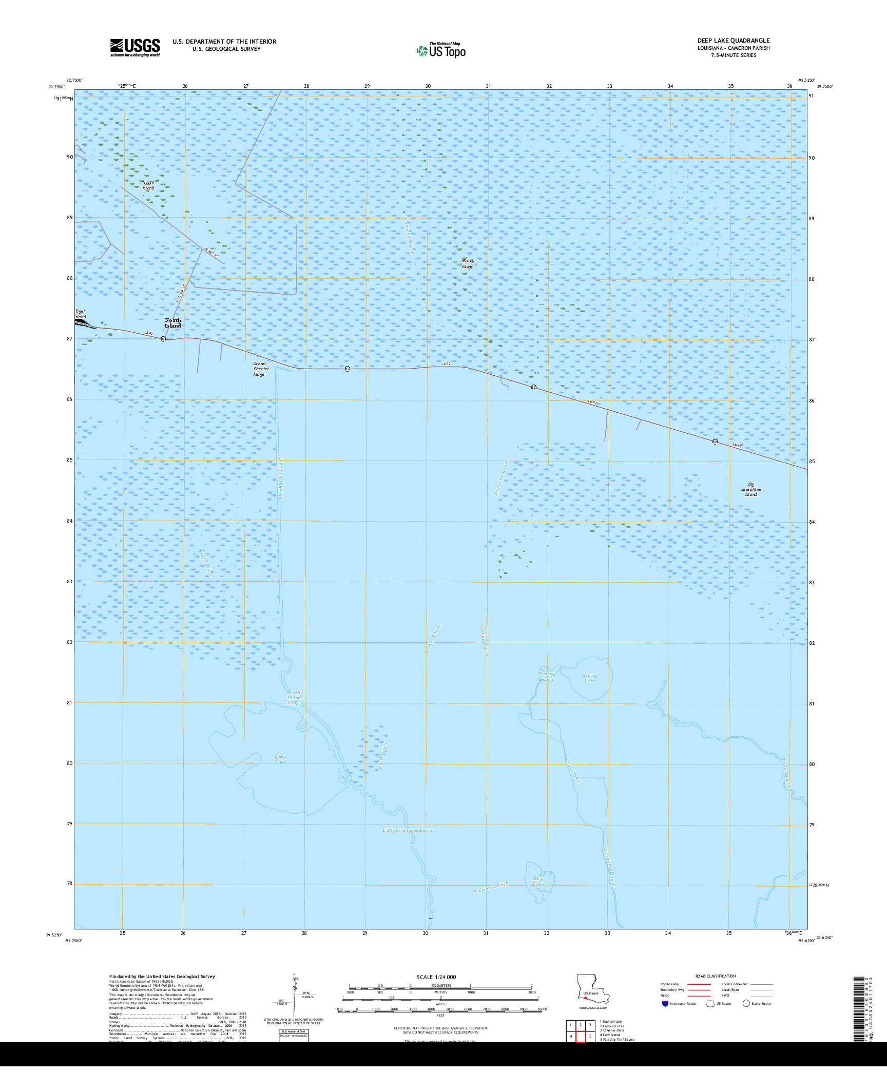 USGS US TOPO 7.5-MINUTE MAP FOR DEEP LAKE, LA 2018