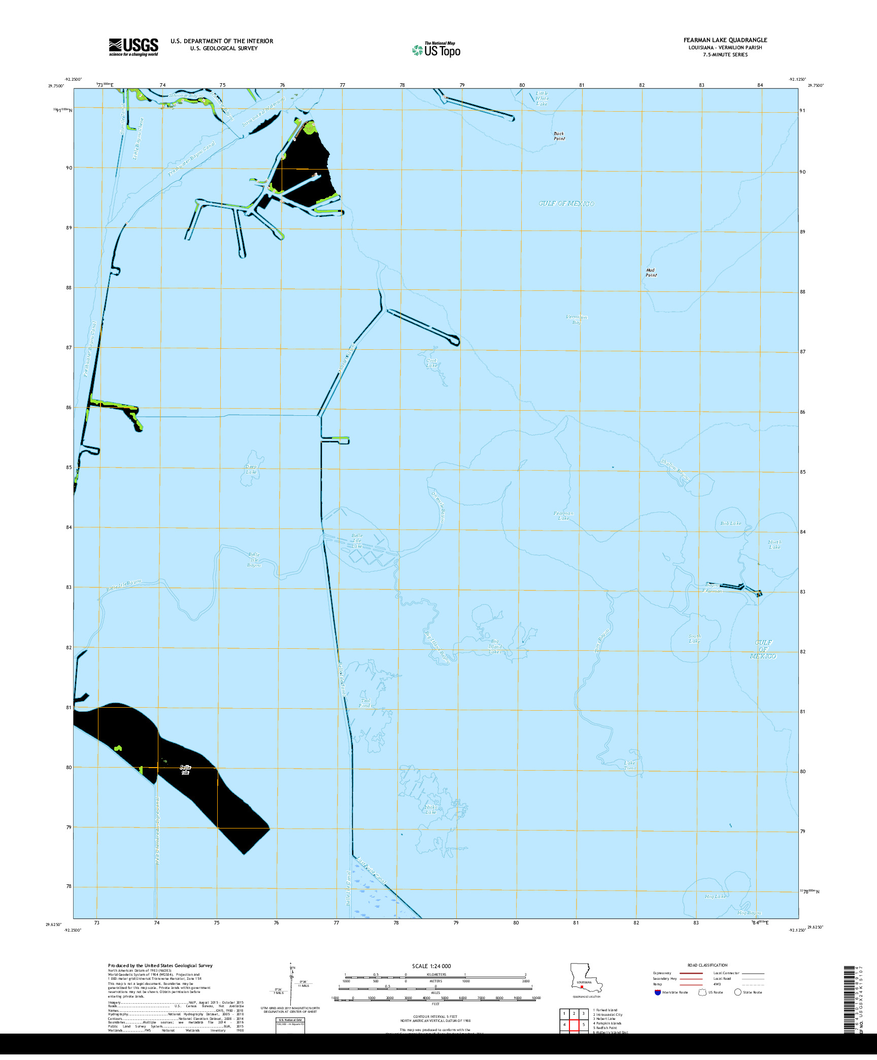 USGS US TOPO 7.5-MINUTE MAP FOR FEARMAN LAKE, LA 2018
