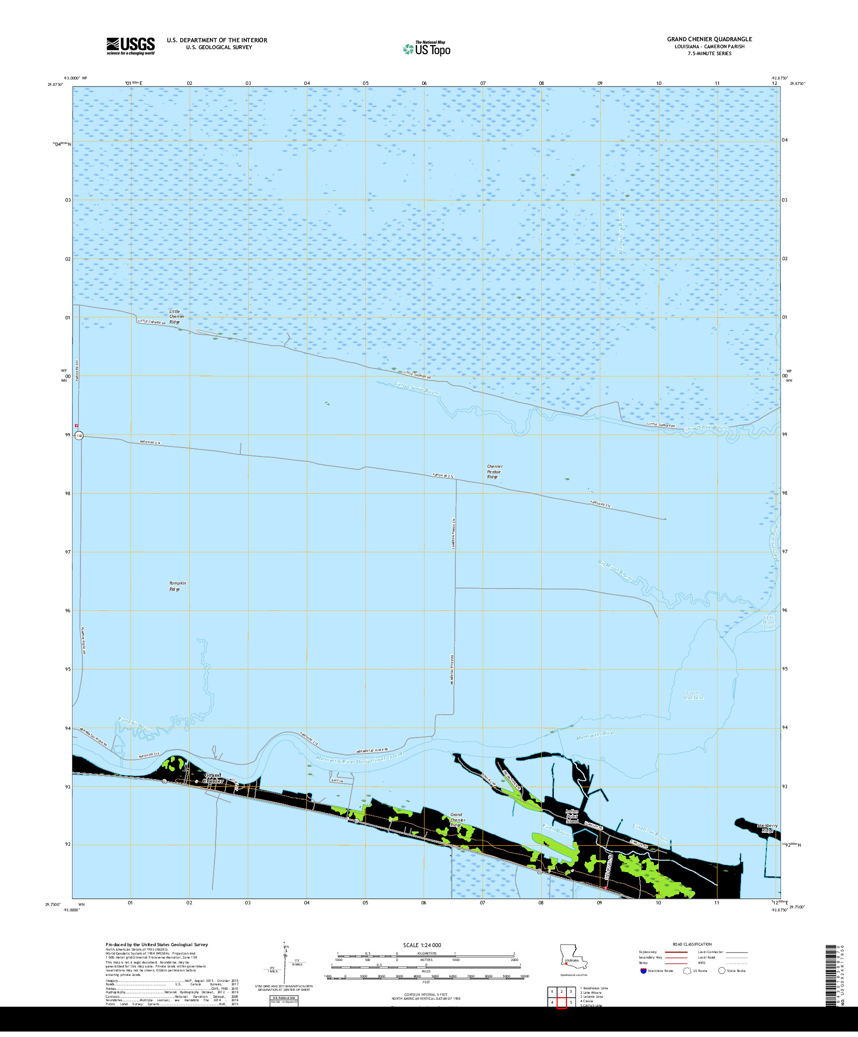 USGS US TOPO 7.5-MINUTE MAP FOR GRAND CHENIER, LA 2018