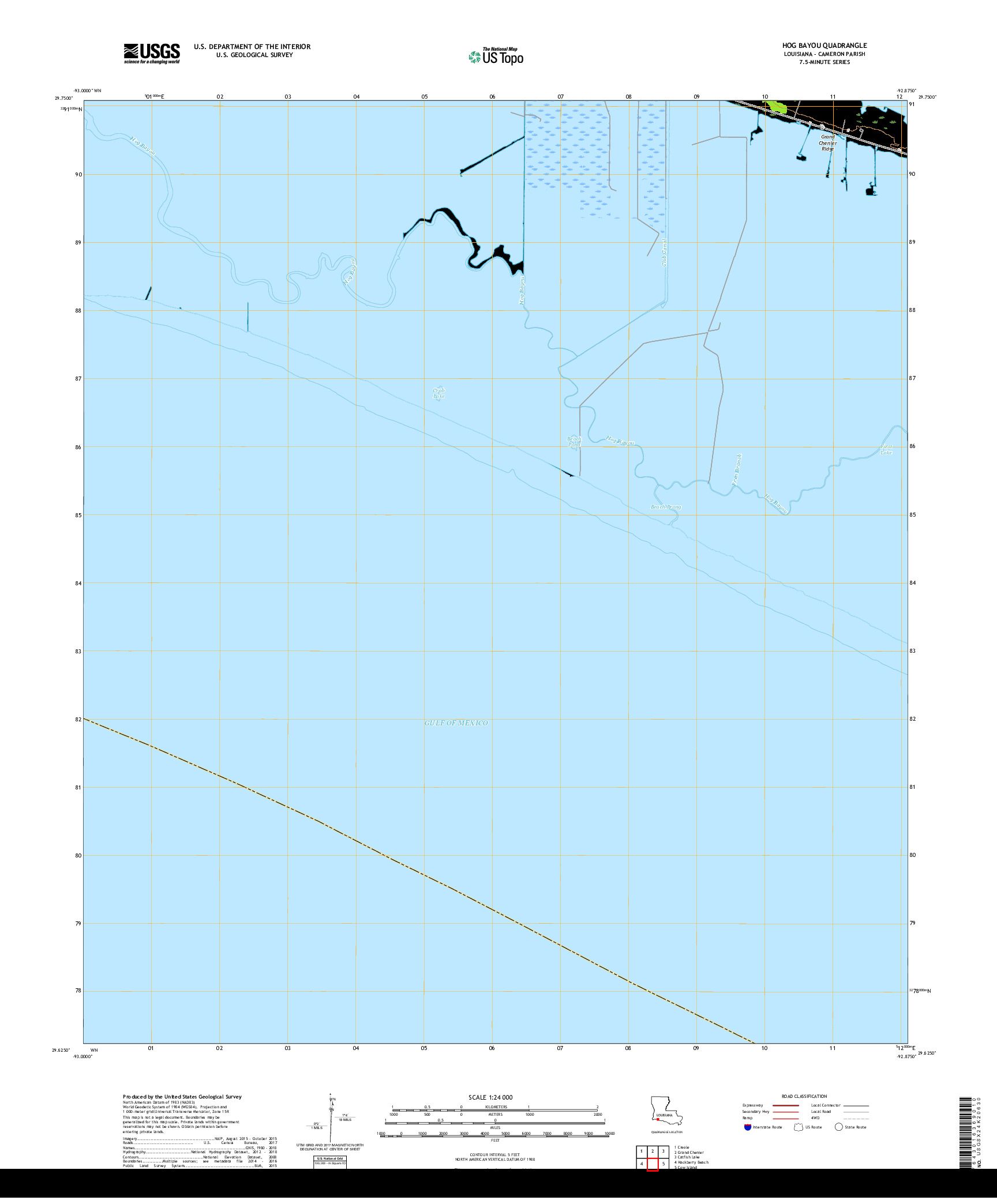 USGS US TOPO 7.5-MINUTE MAP FOR HOG BAYOU, LA 2018
