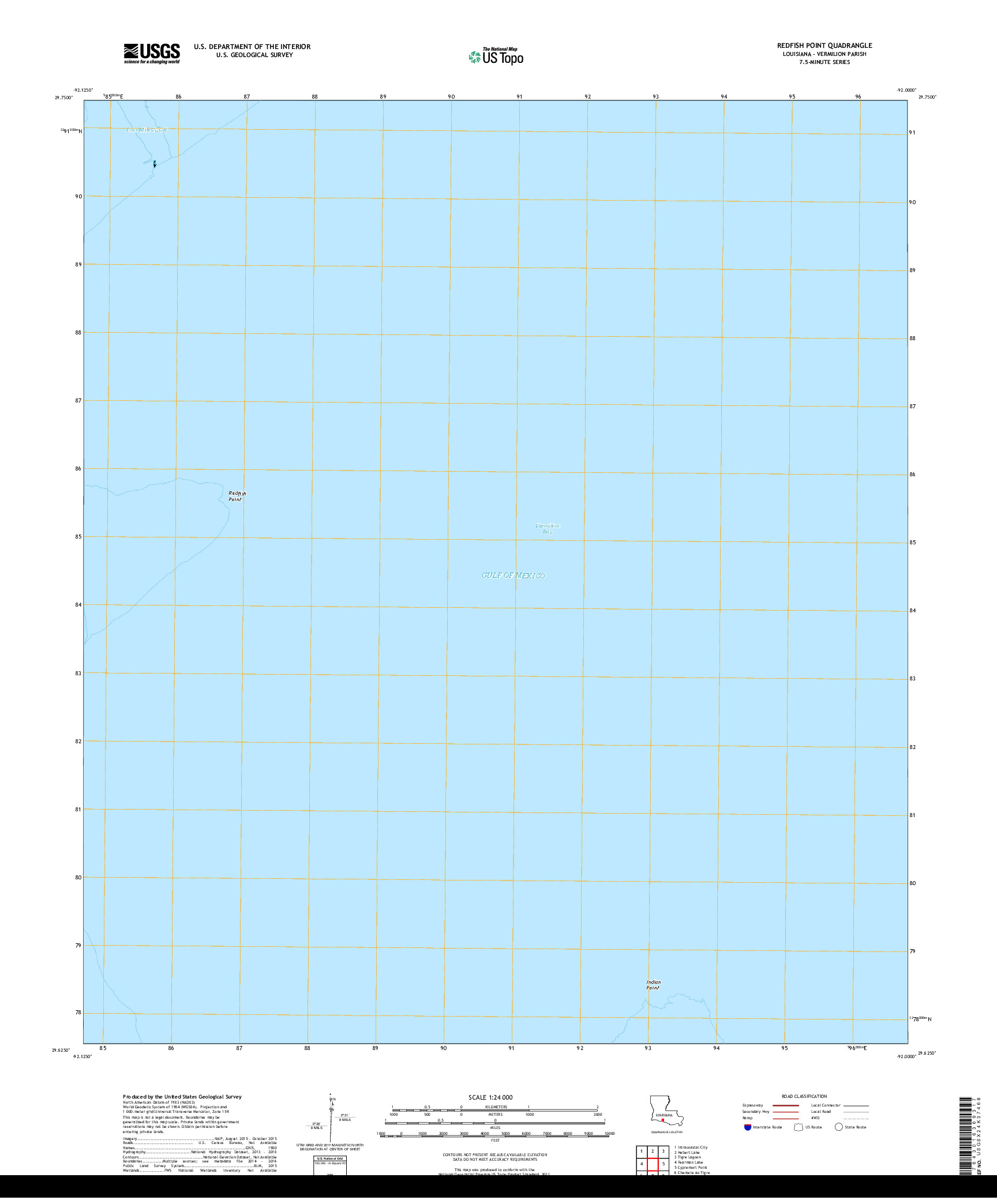 USGS US TOPO 7.5-MINUTE MAP FOR REDFISH POINT, LA 2018