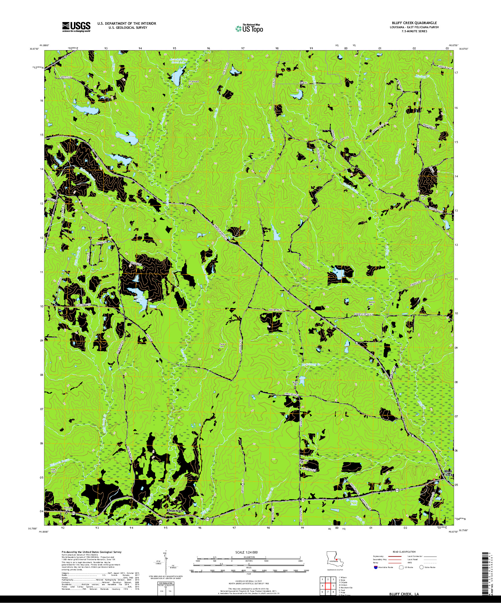 USGS US TOPO 7.5-MINUTE MAP FOR BLUFF CREEK, LA 2018