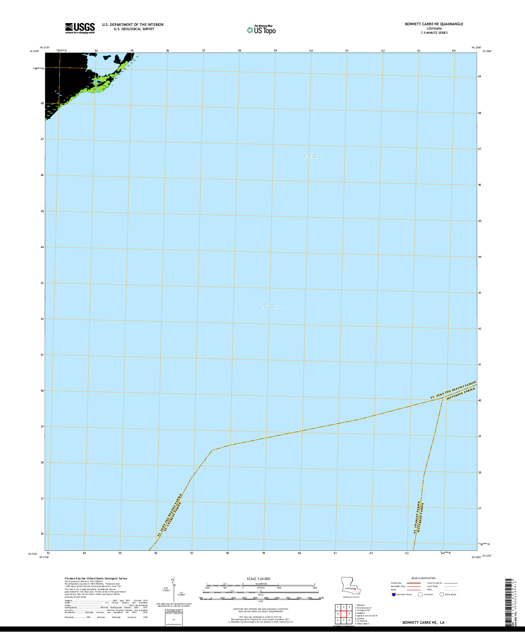 USGS US TOPO 7.5-MINUTE MAP FOR BONNETT CARRE NE, LA 2018