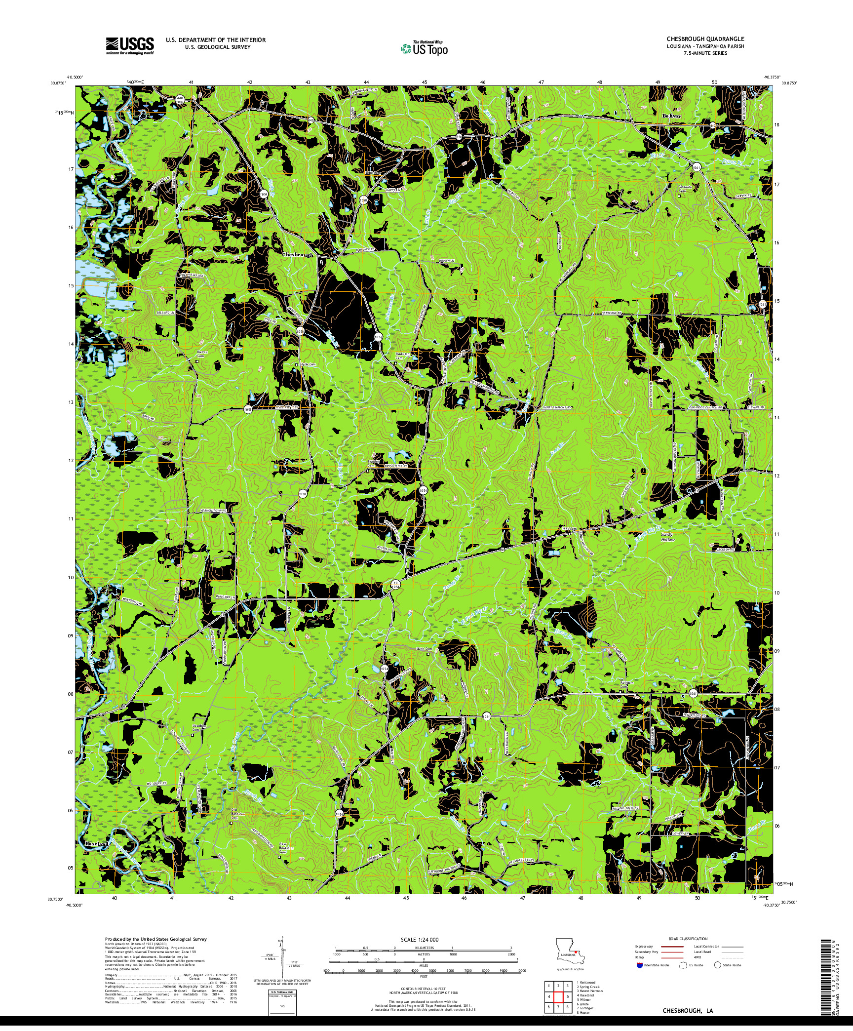 USGS US TOPO 7.5-MINUTE MAP FOR CHESBROUGH, LA 2018