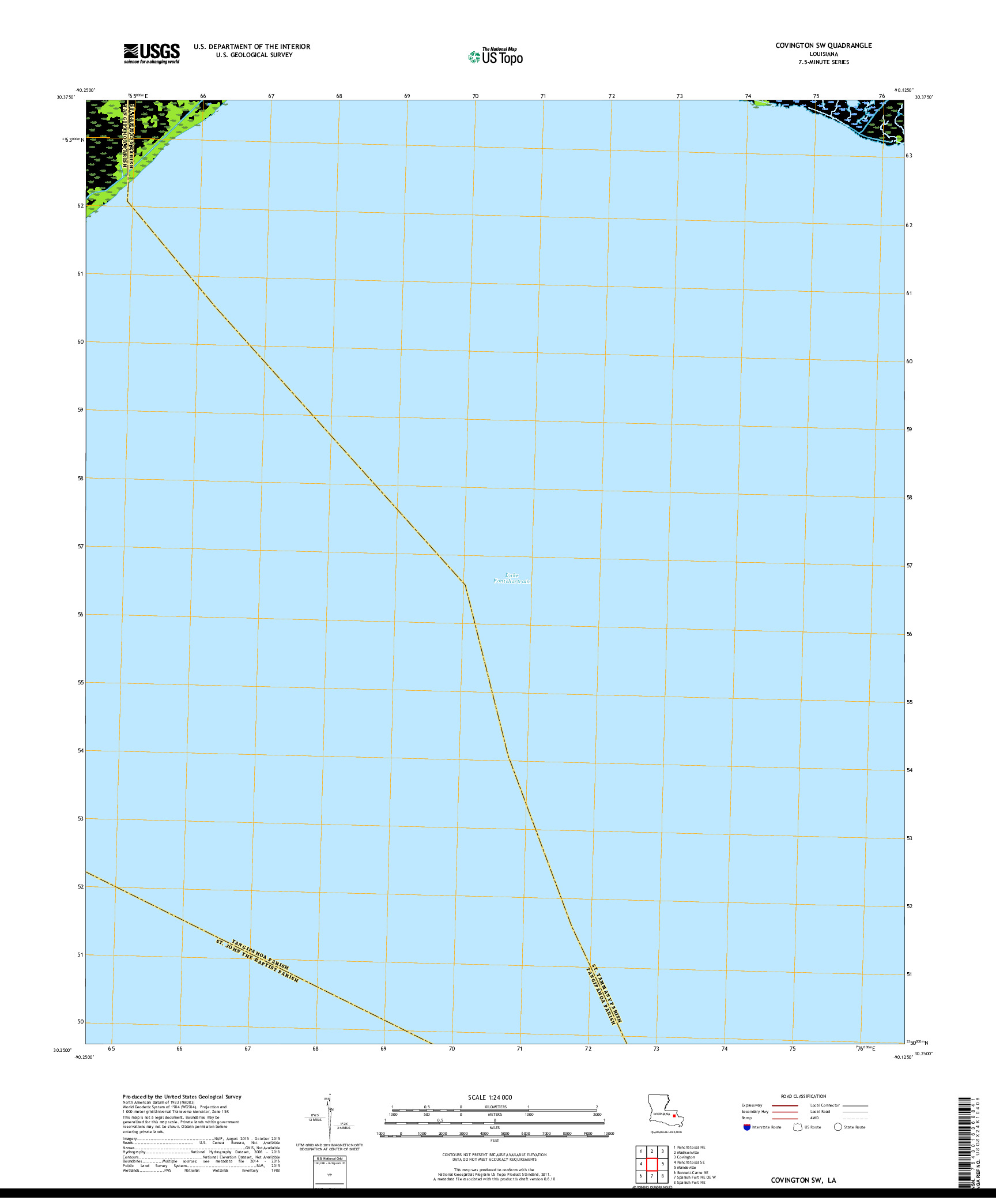 USGS US TOPO 7.5-MINUTE MAP FOR COVINGTON SW, LA 2018