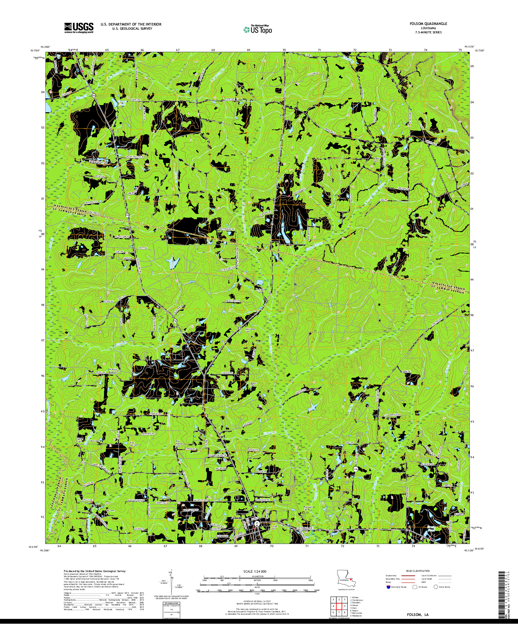 USGS US TOPO 7.5-MINUTE MAP FOR FOLSOM, LA 2018