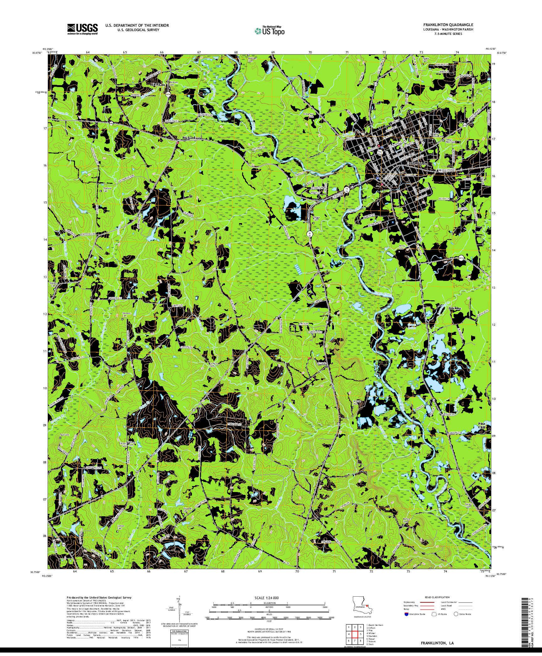 USGS US TOPO 7.5-MINUTE MAP FOR FRANKLINTON, LA 2018