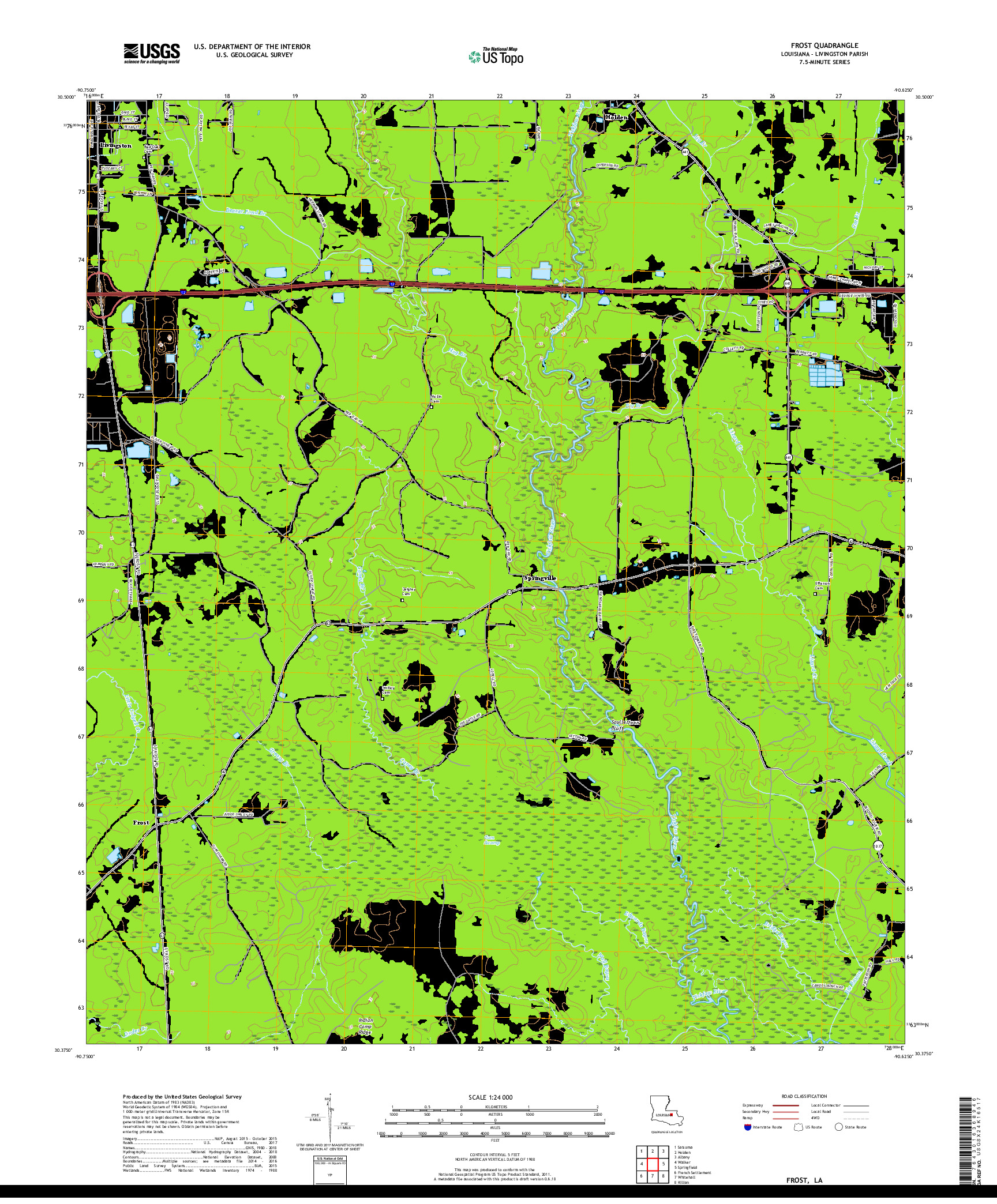 USGS US TOPO 7.5-MINUTE MAP FOR FROST, LA 2018