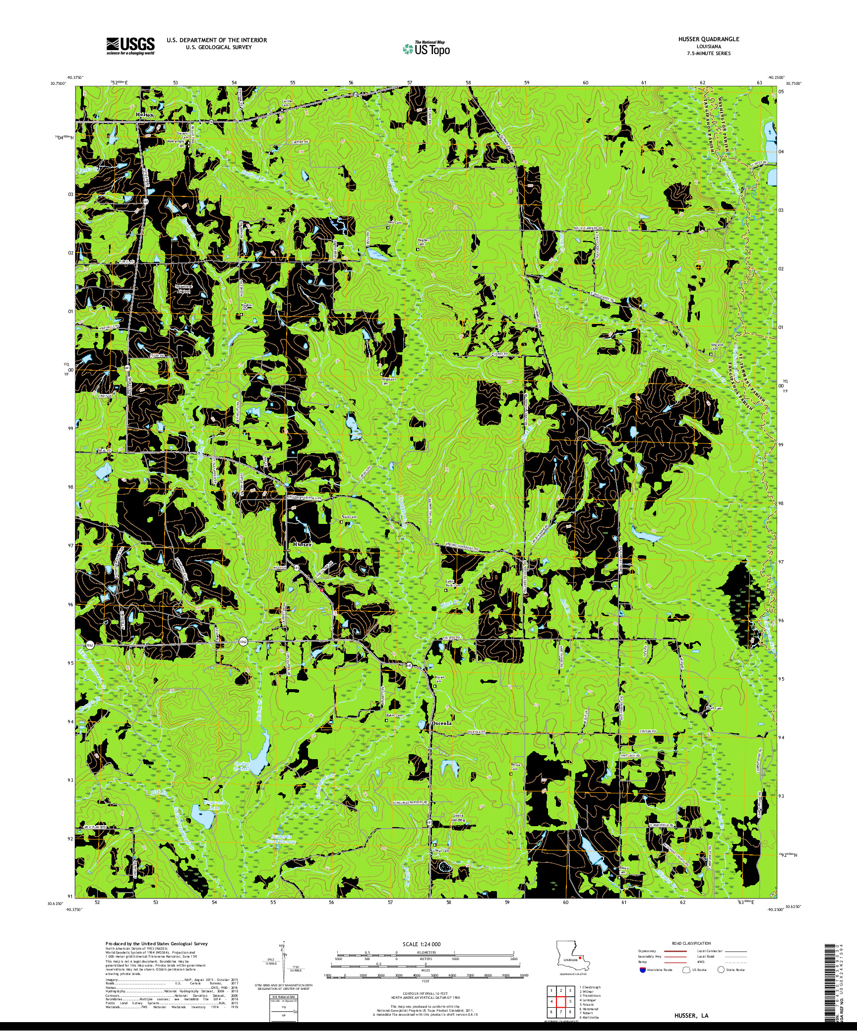 USGS US TOPO 7.5-MINUTE MAP FOR HUSSER, LA 2018