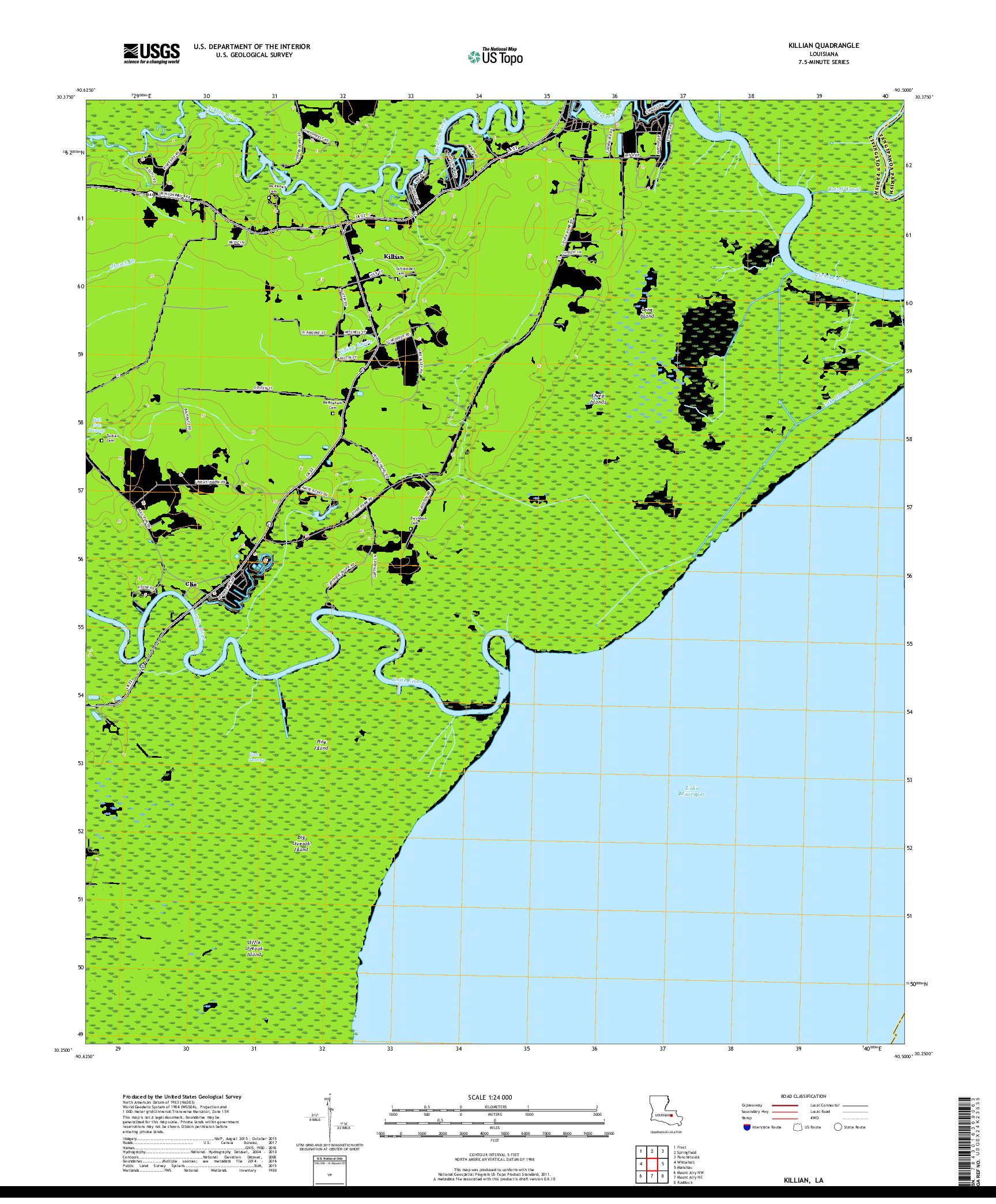 USGS US TOPO 7.5-MINUTE MAP FOR KILLIAN, LA 2018