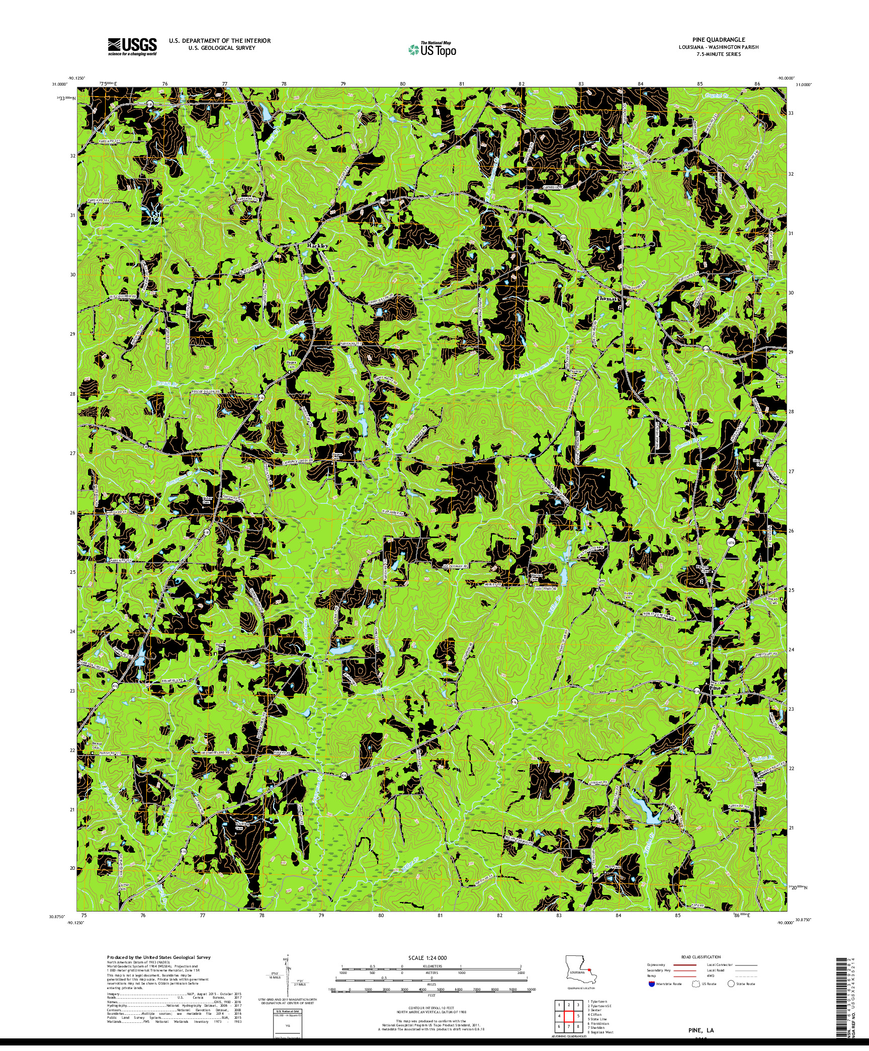 USGS US TOPO 7.5-MINUTE MAP FOR PINE, LA 2018