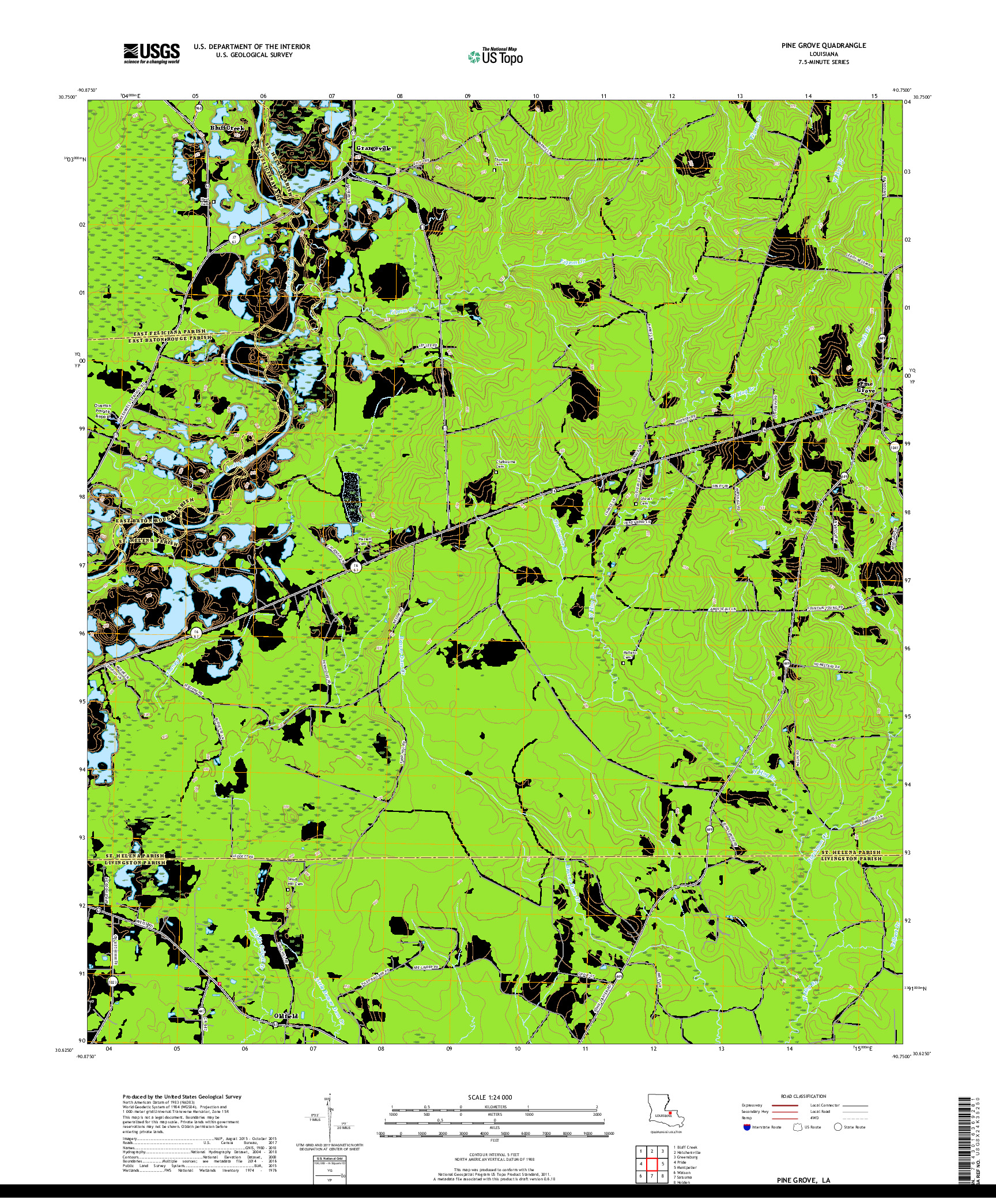 USGS US TOPO 7.5-MINUTE MAP FOR PINE GROVE, LA 2018