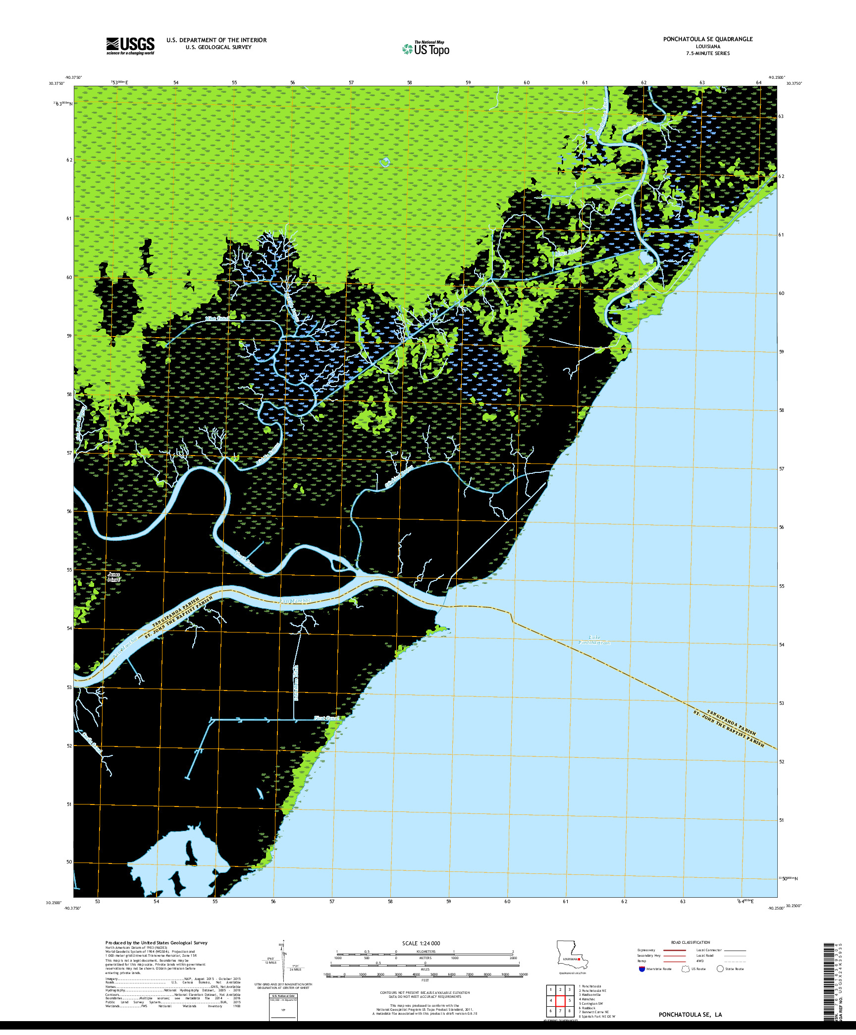USGS US TOPO 7.5-MINUTE MAP FOR PONCHATOULA SE, LA 2018