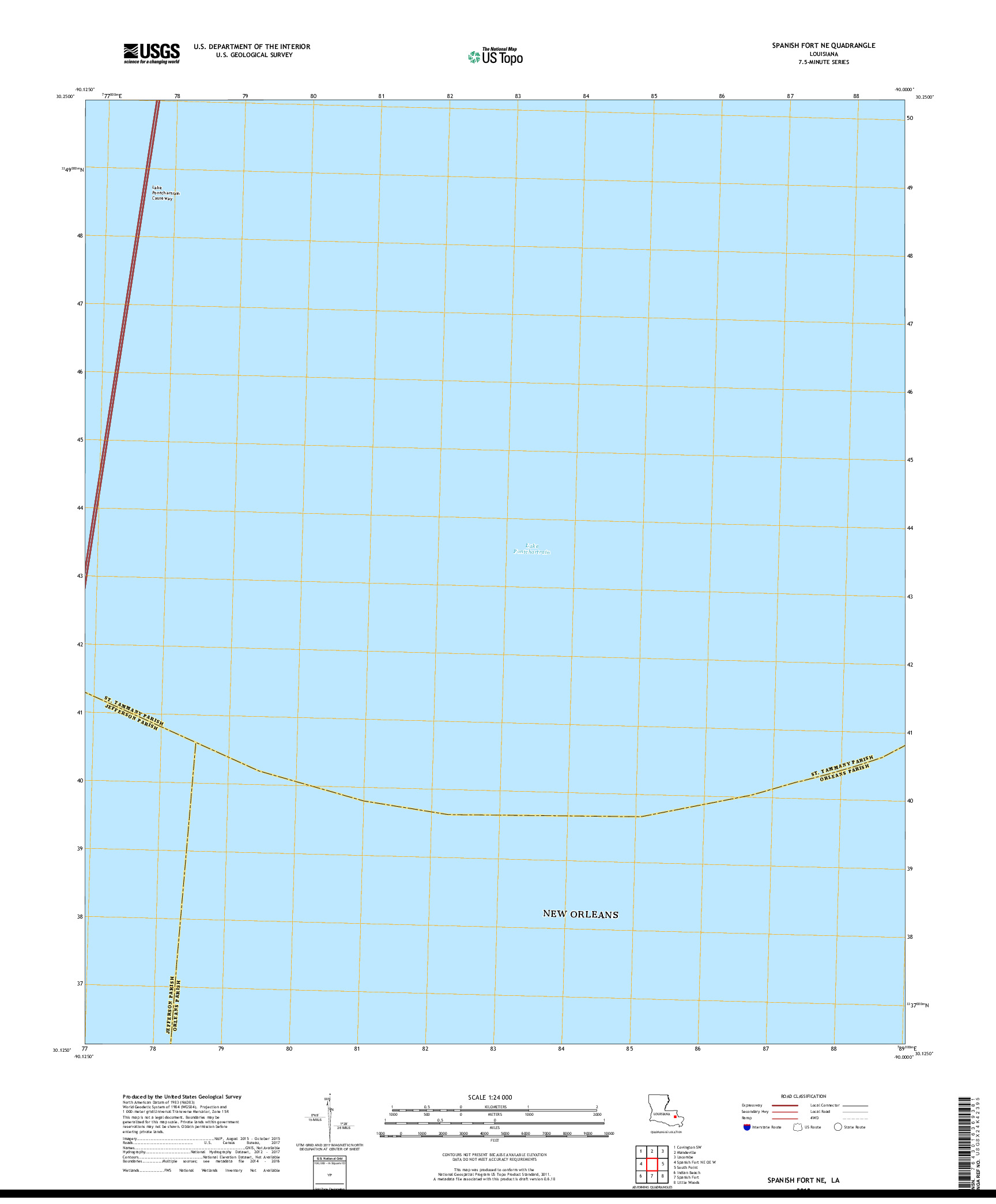 USGS US TOPO 7.5-MINUTE MAP FOR SPANISH FORT NE, LA 2018