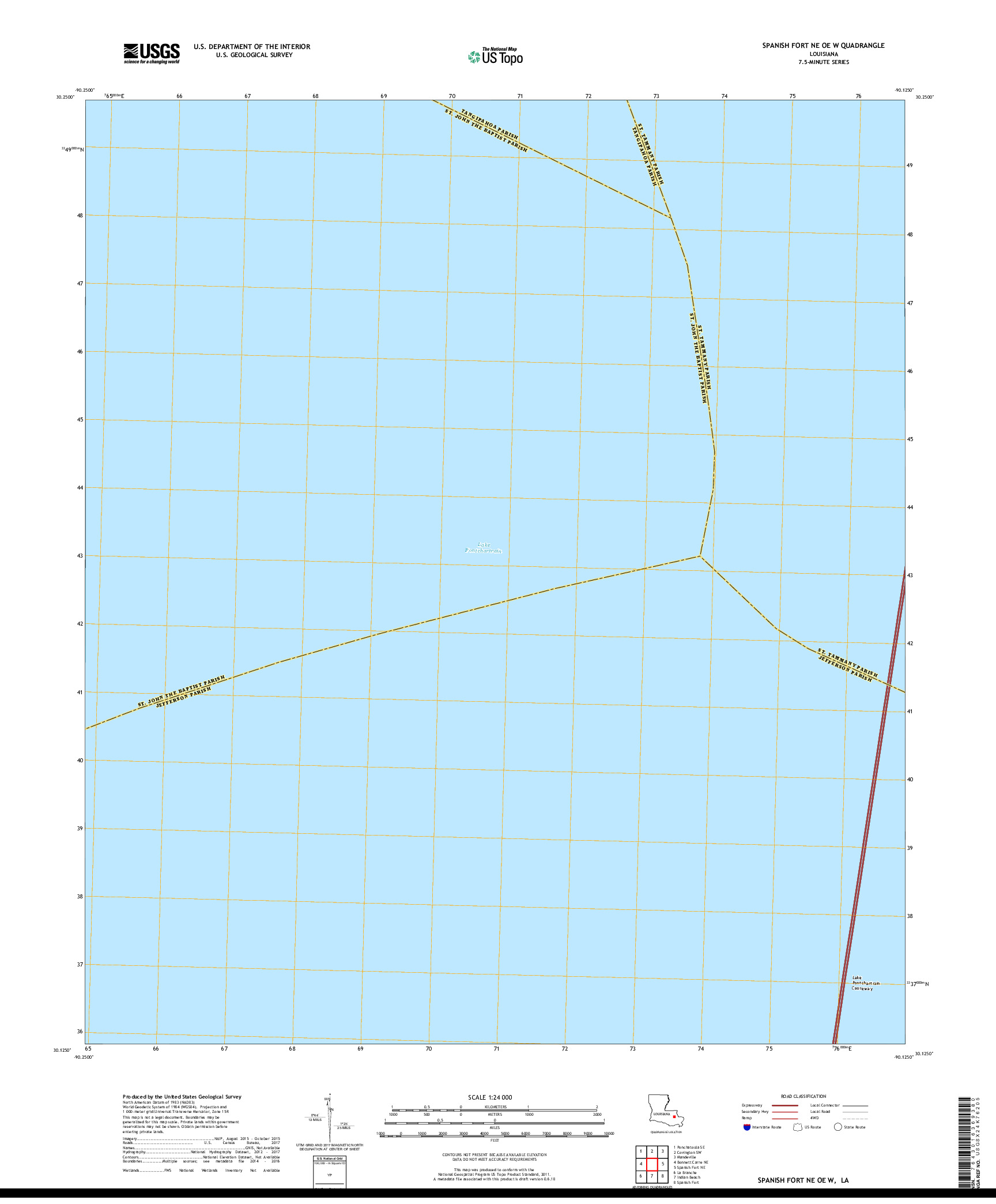 USGS US TOPO 7.5-MINUTE MAP FOR SPANISH FORT NE OE W, LA 2018