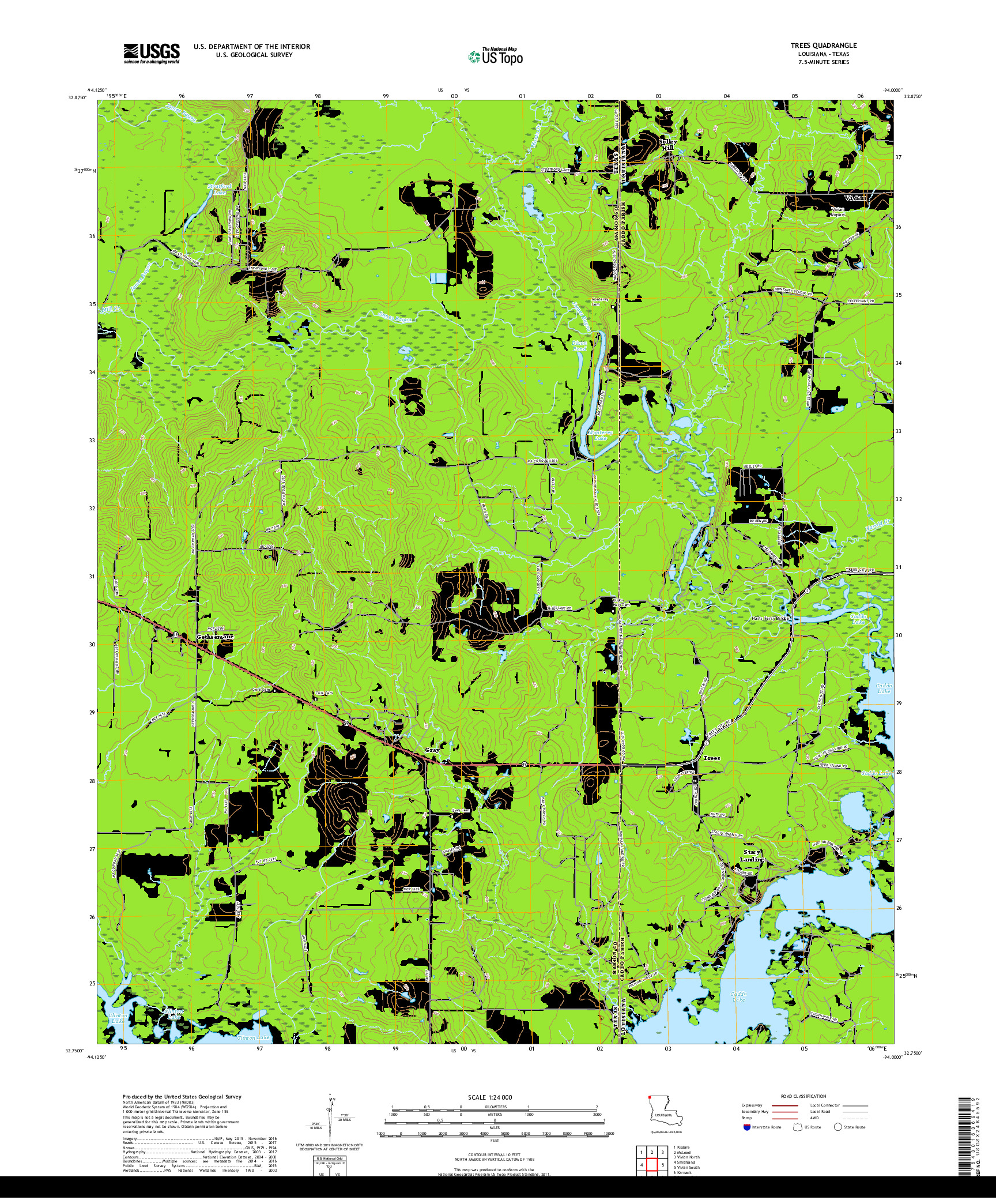 USGS US TOPO 7.5-MINUTE MAP FOR TREES, LA,TX 2018