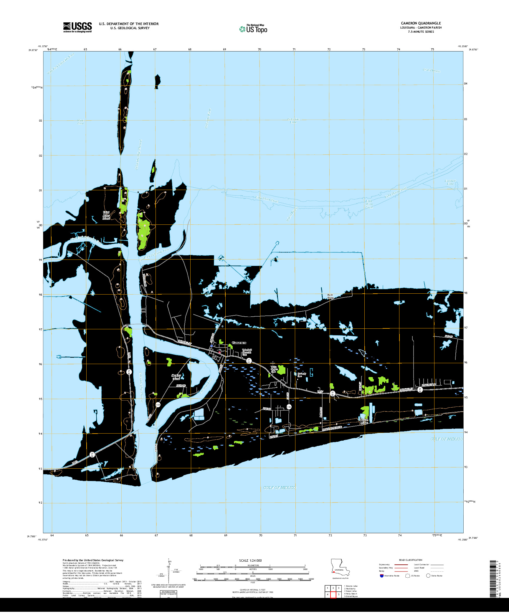 USGS US TOPO 7.5-MINUTE MAP FOR CAMERON, LA 2018