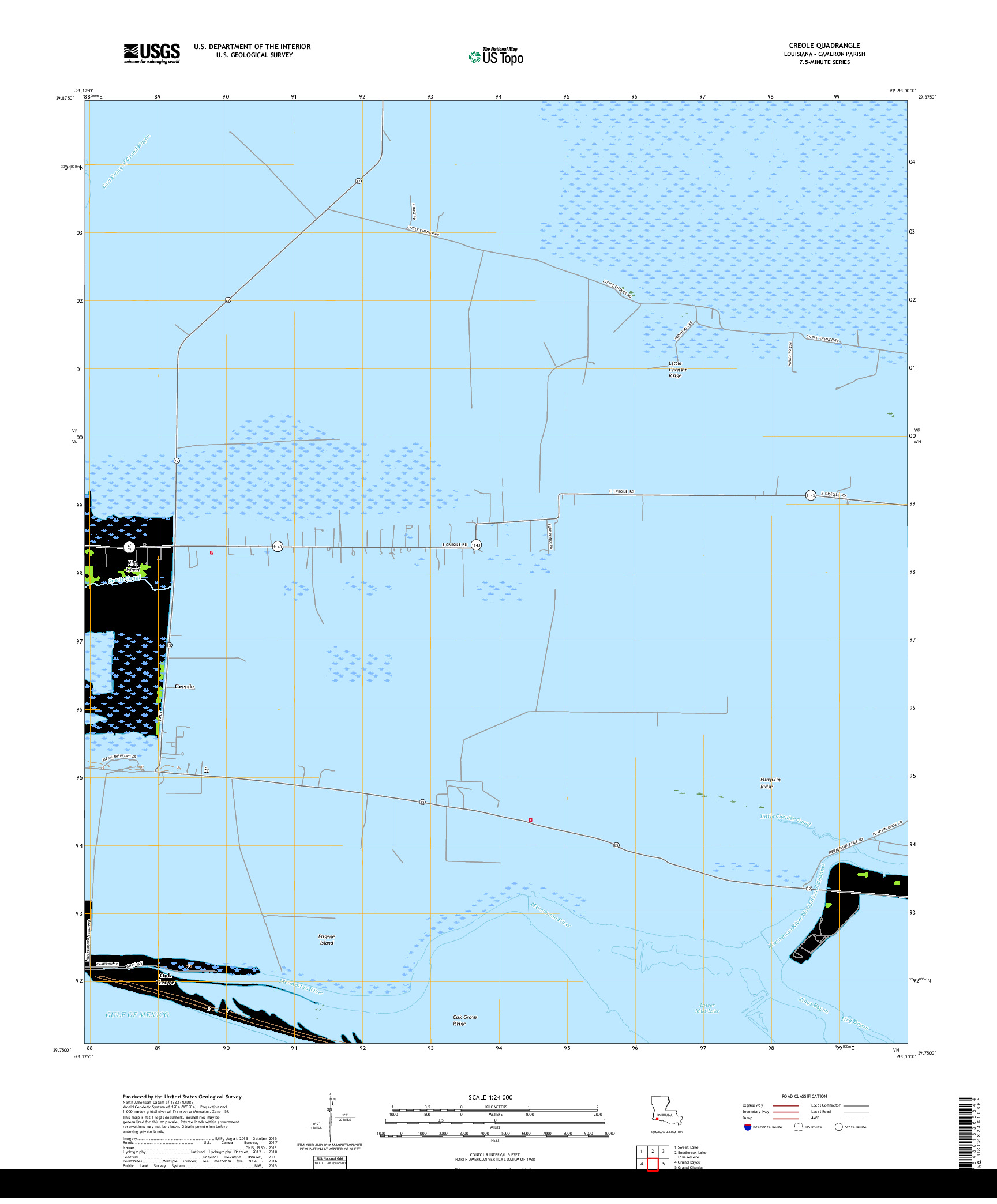 USGS US TOPO 7.5-MINUTE MAP FOR CREOLE, LA 2018