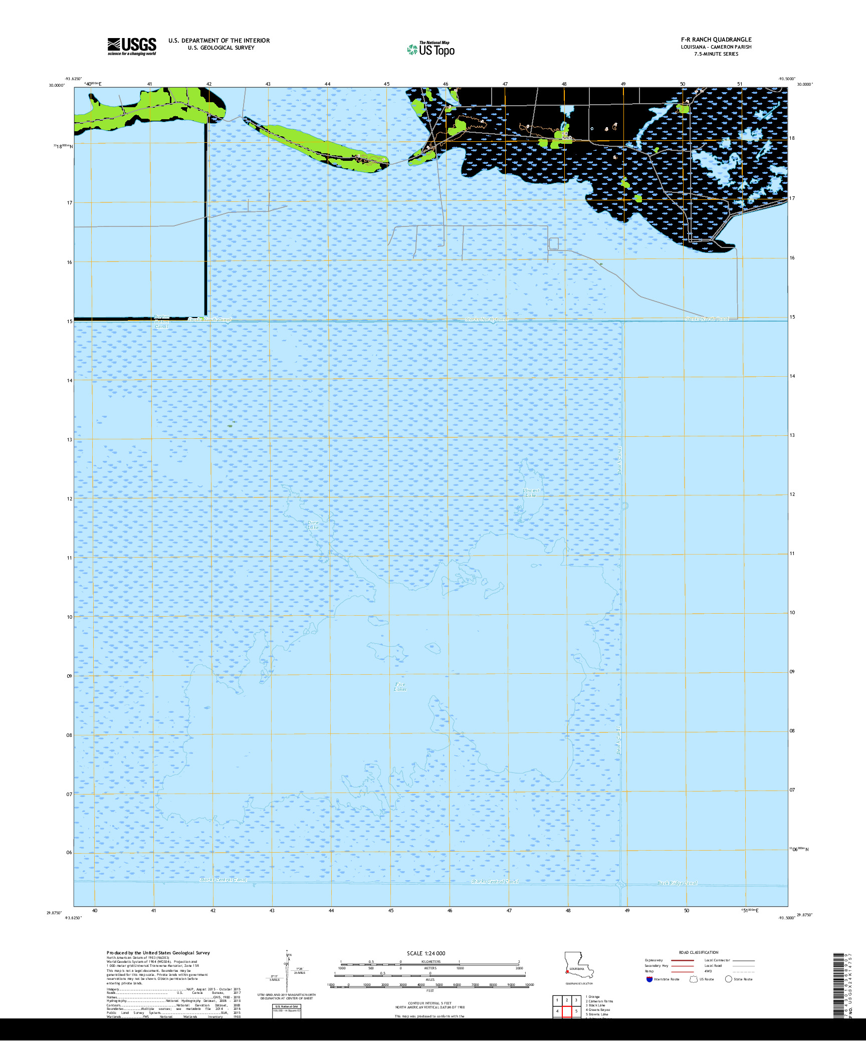USGS US TOPO 7.5-MINUTE MAP FOR F-R RANCH, LA 2018