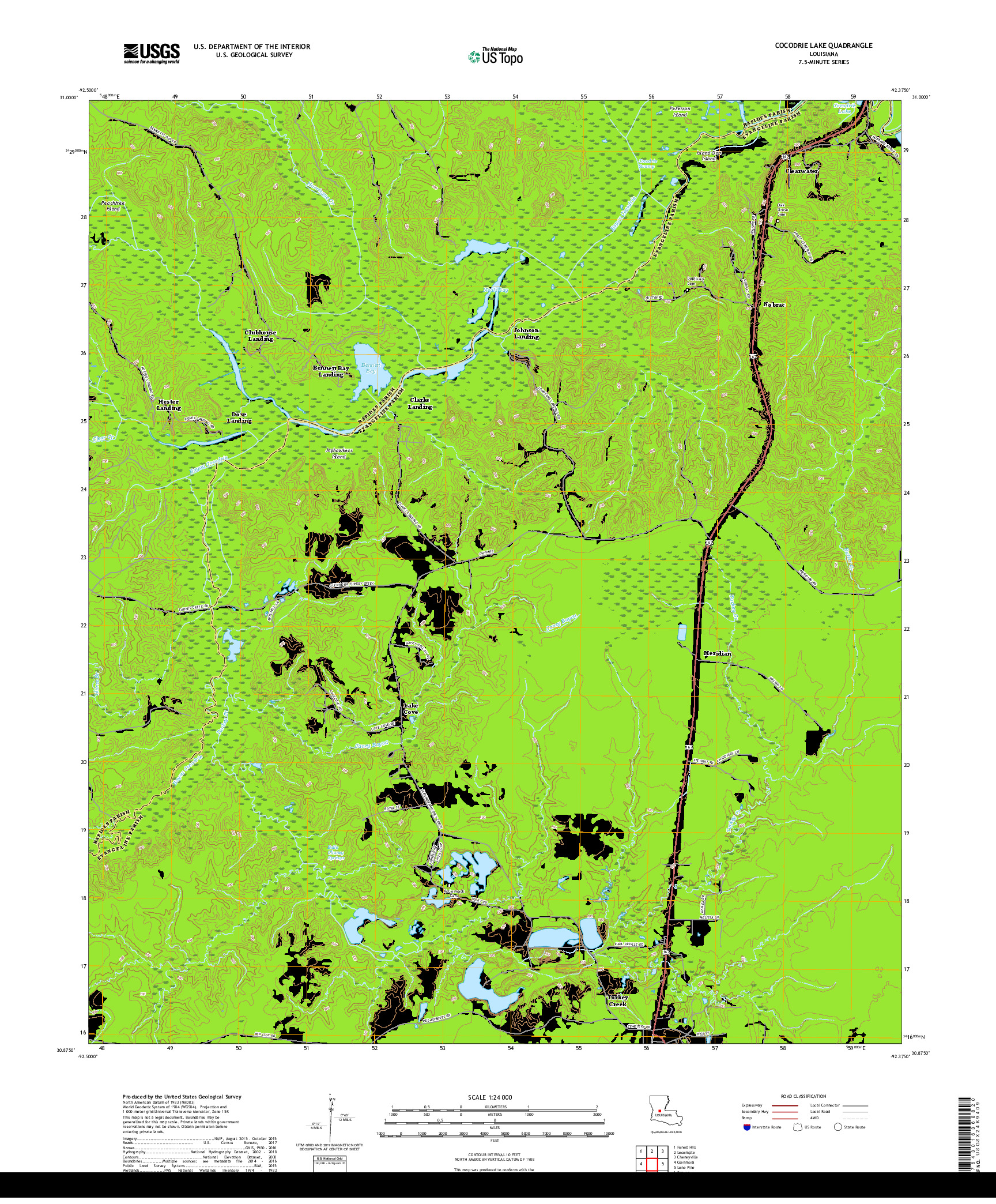 USGS US TOPO 7.5-MINUTE MAP FOR COCODRIE LAKE, LA 2018