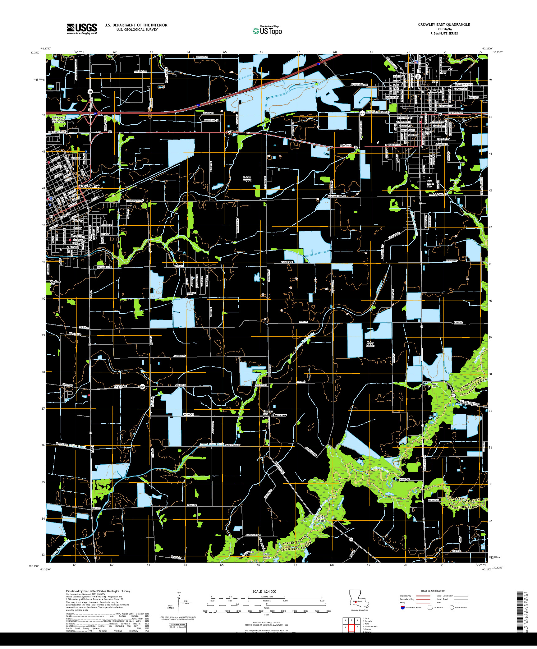 USGS US TOPO 7.5-MINUTE MAP FOR CROWLEY EAST, LA 2018