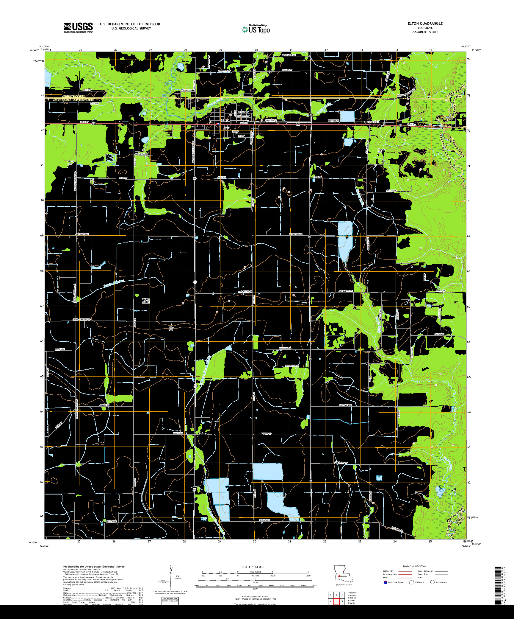 USGS US TOPO 7.5-MINUTE MAP FOR ELTON, LA 2018