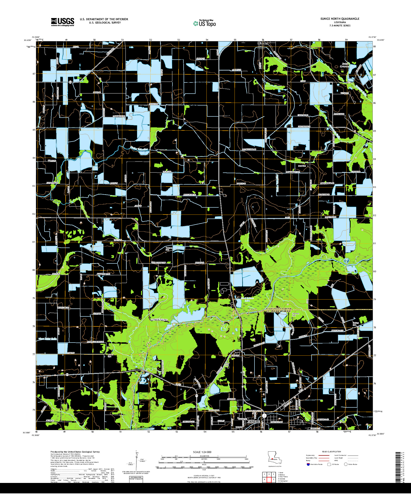 USGS US TOPO 7.5-MINUTE MAP FOR EUNICE NORTH, LA 2018