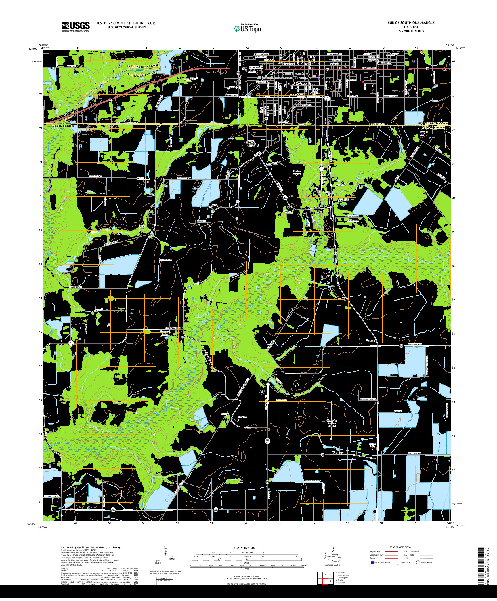 USGS US TOPO 7.5-MINUTE MAP FOR EUNICE SOUTH, LA 2018