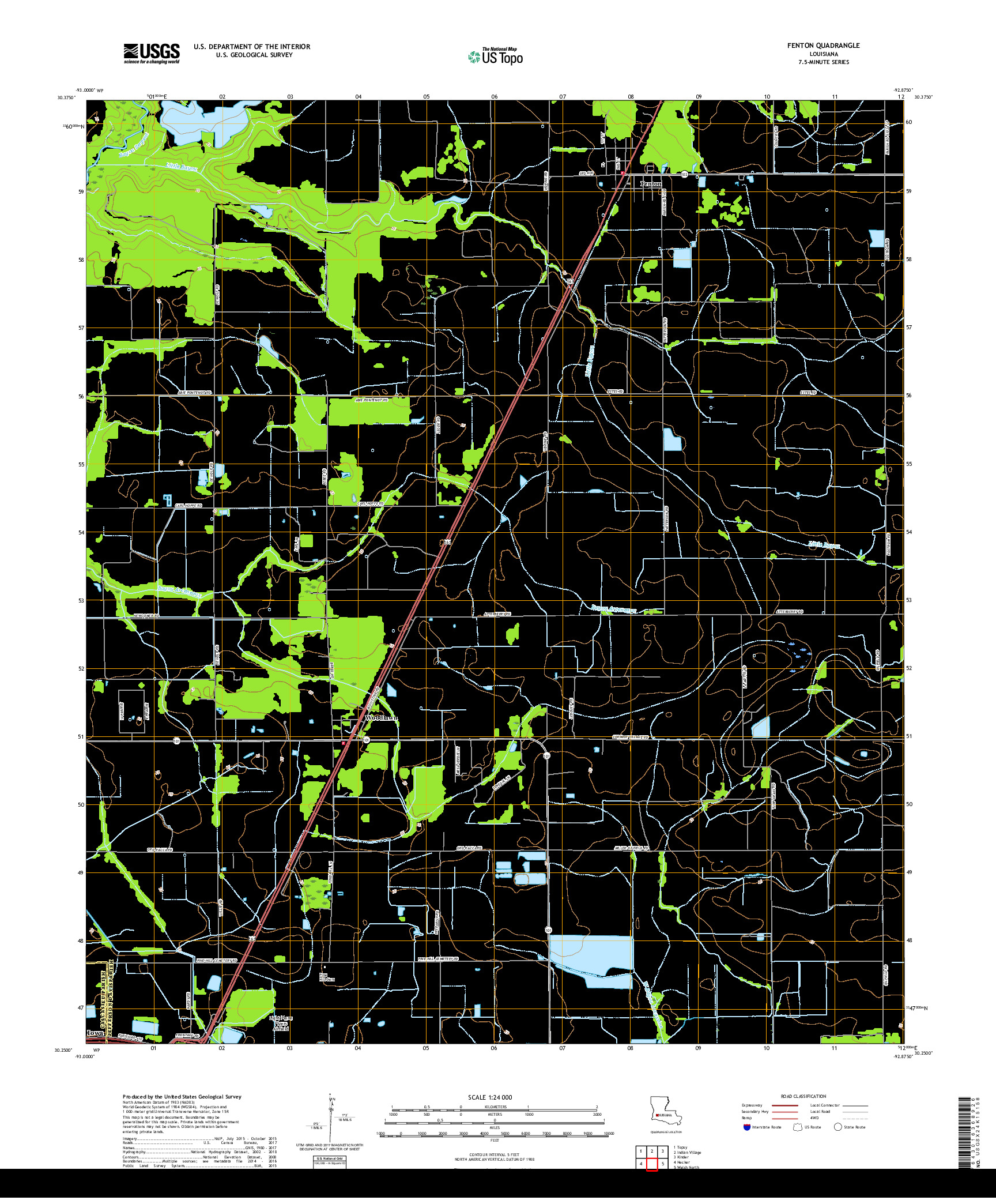 USGS US TOPO 7.5-MINUTE MAP FOR FENTON, LA 2018