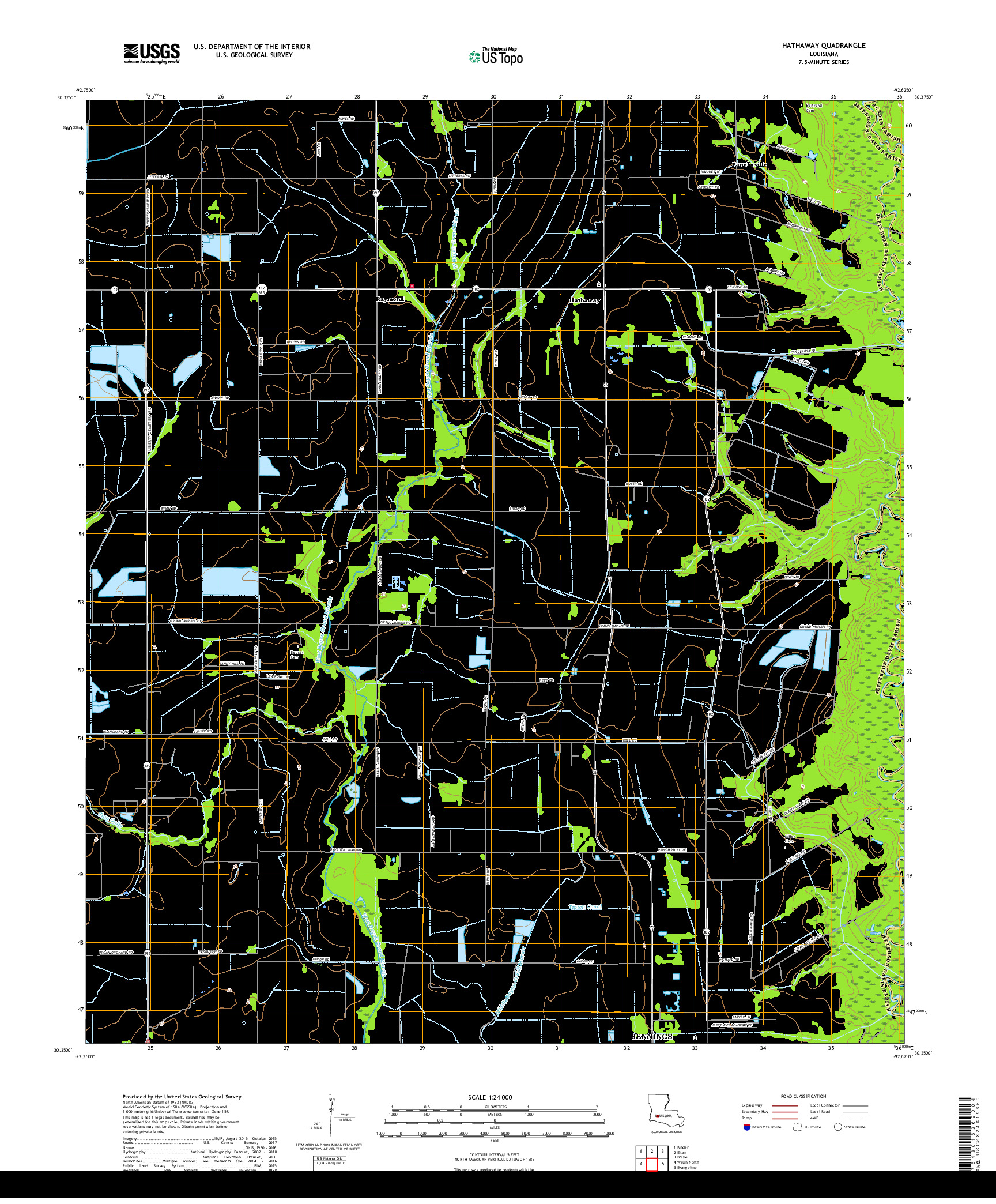 USGS US TOPO 7.5-MINUTE MAP FOR HATHAWAY, LA 2018