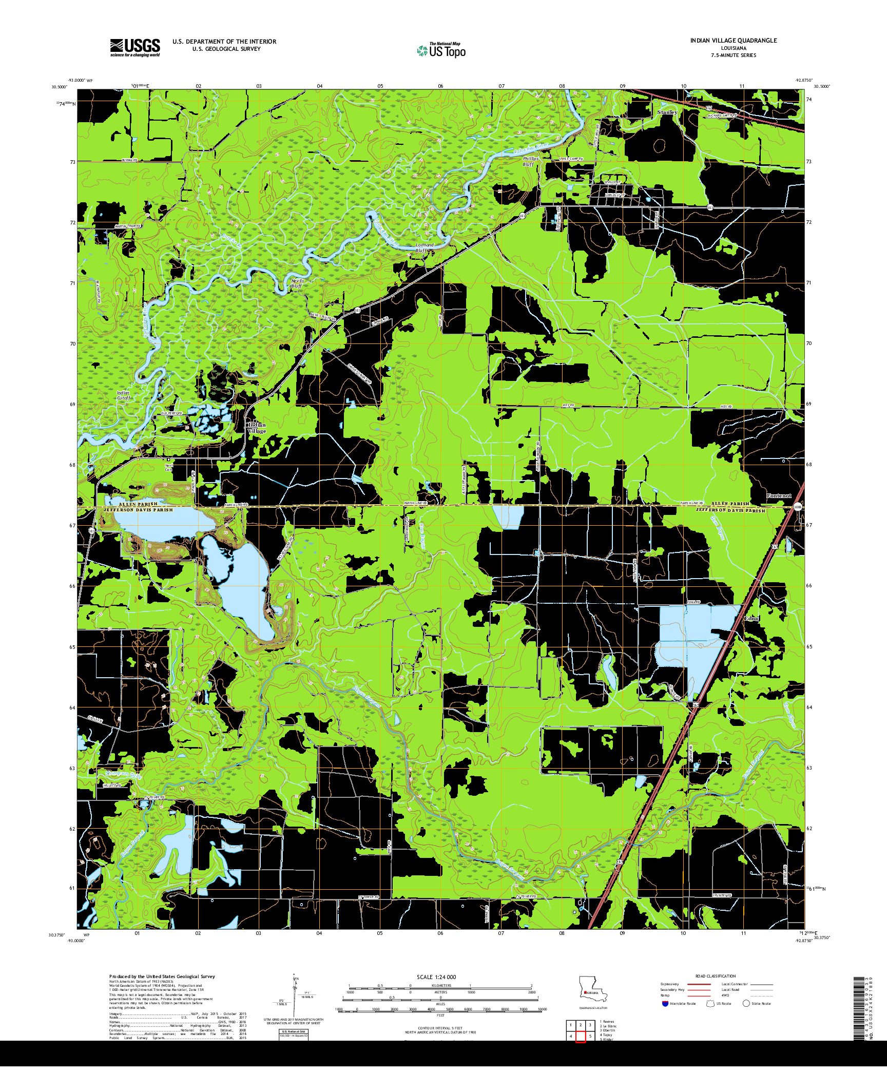 USGS US TOPO 7.5-MINUTE MAP FOR INDIAN VILLAGE, LA 2018