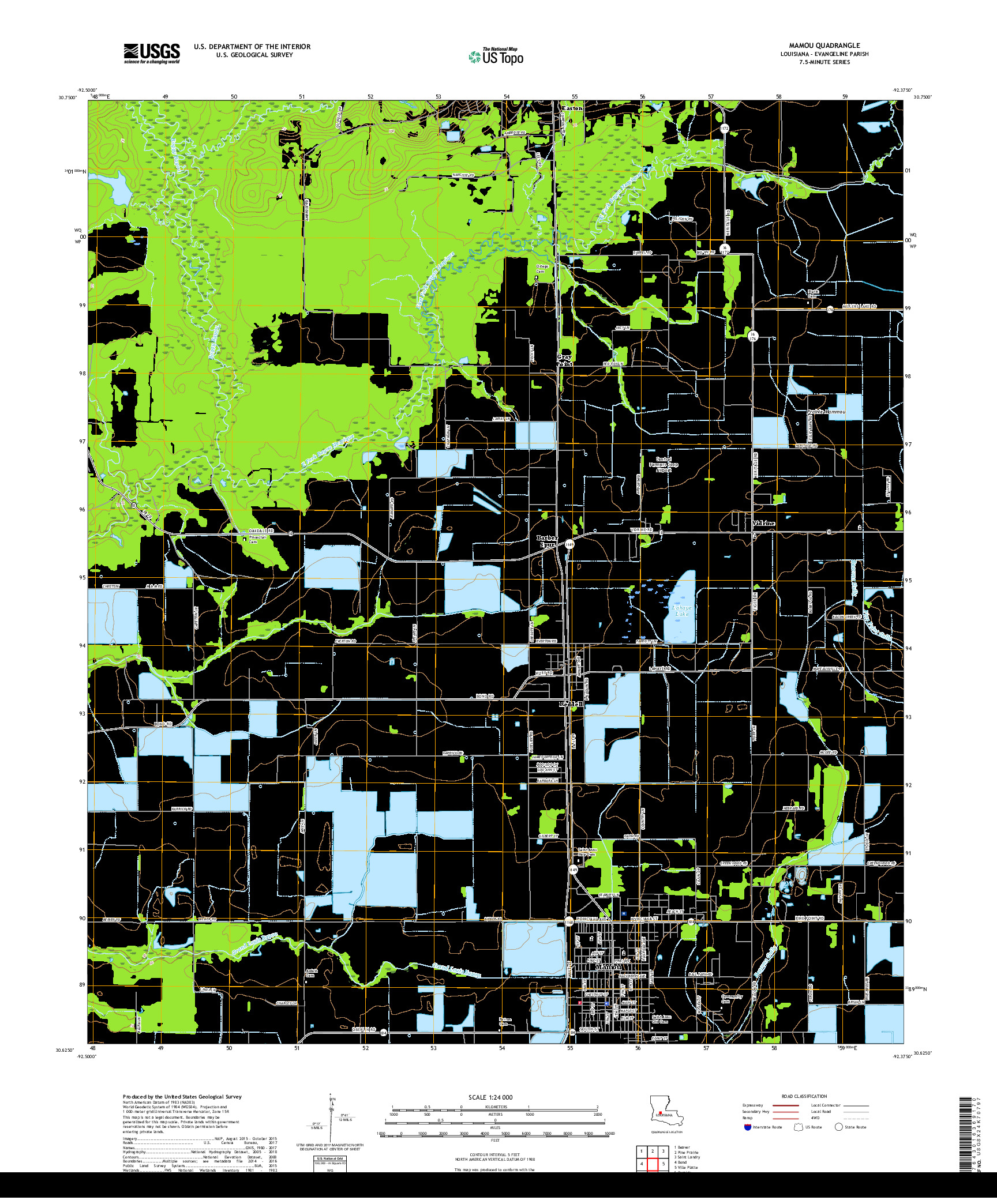 USGS US TOPO 7.5-MINUTE MAP FOR MAMOU, LA 2018