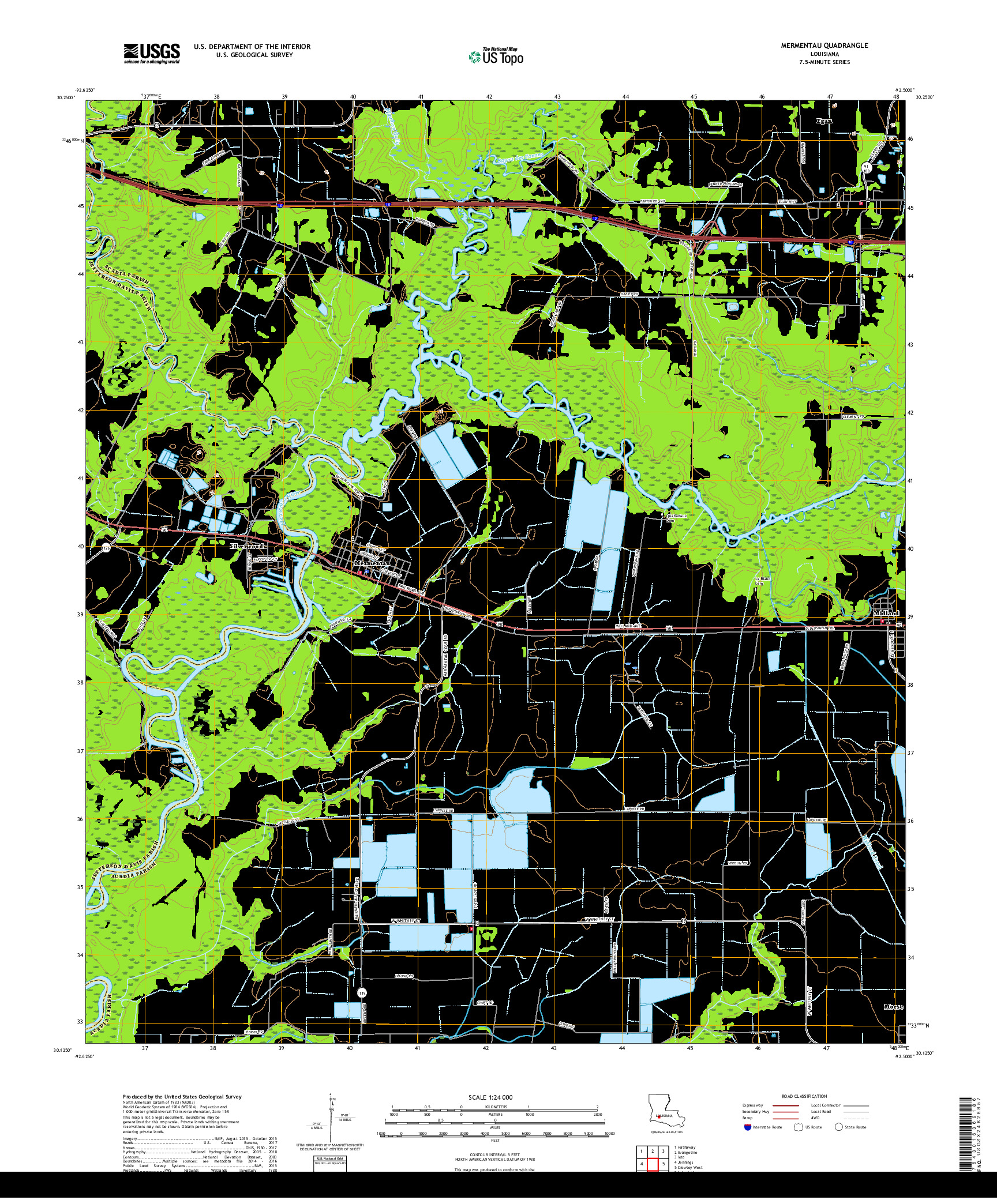 USGS US TOPO 7.5-MINUTE MAP FOR MERMENTAU, LA 2018