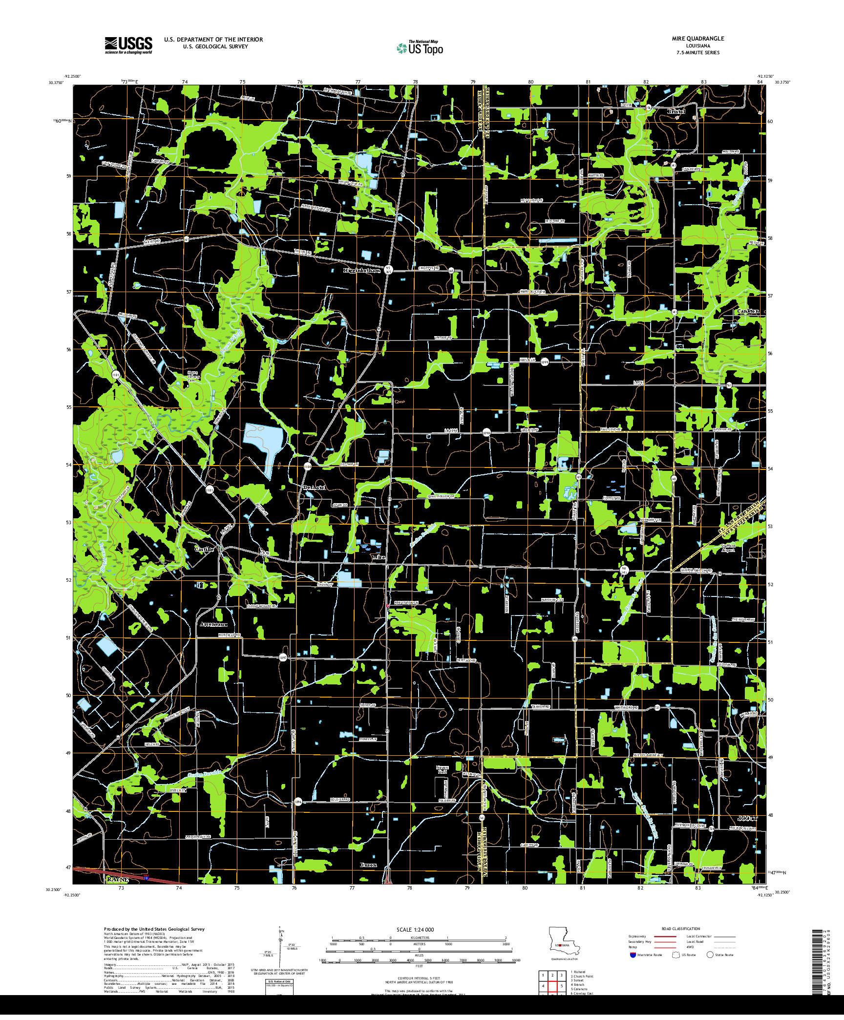 USGS US TOPO 7.5-MINUTE MAP FOR MIRE, LA 2018