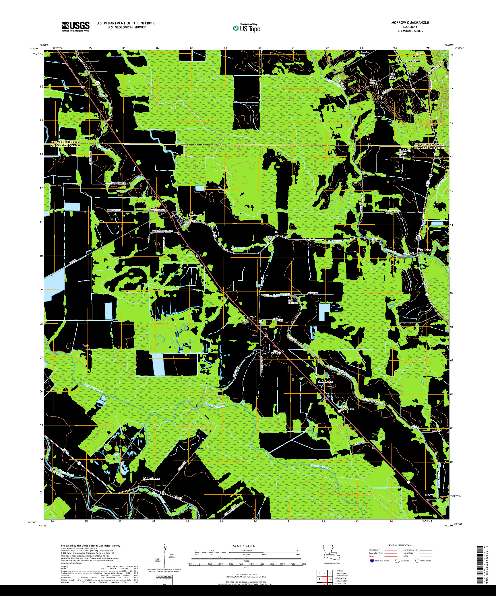 USGS US TOPO 7.5-MINUTE MAP FOR MORROW, LA 2018