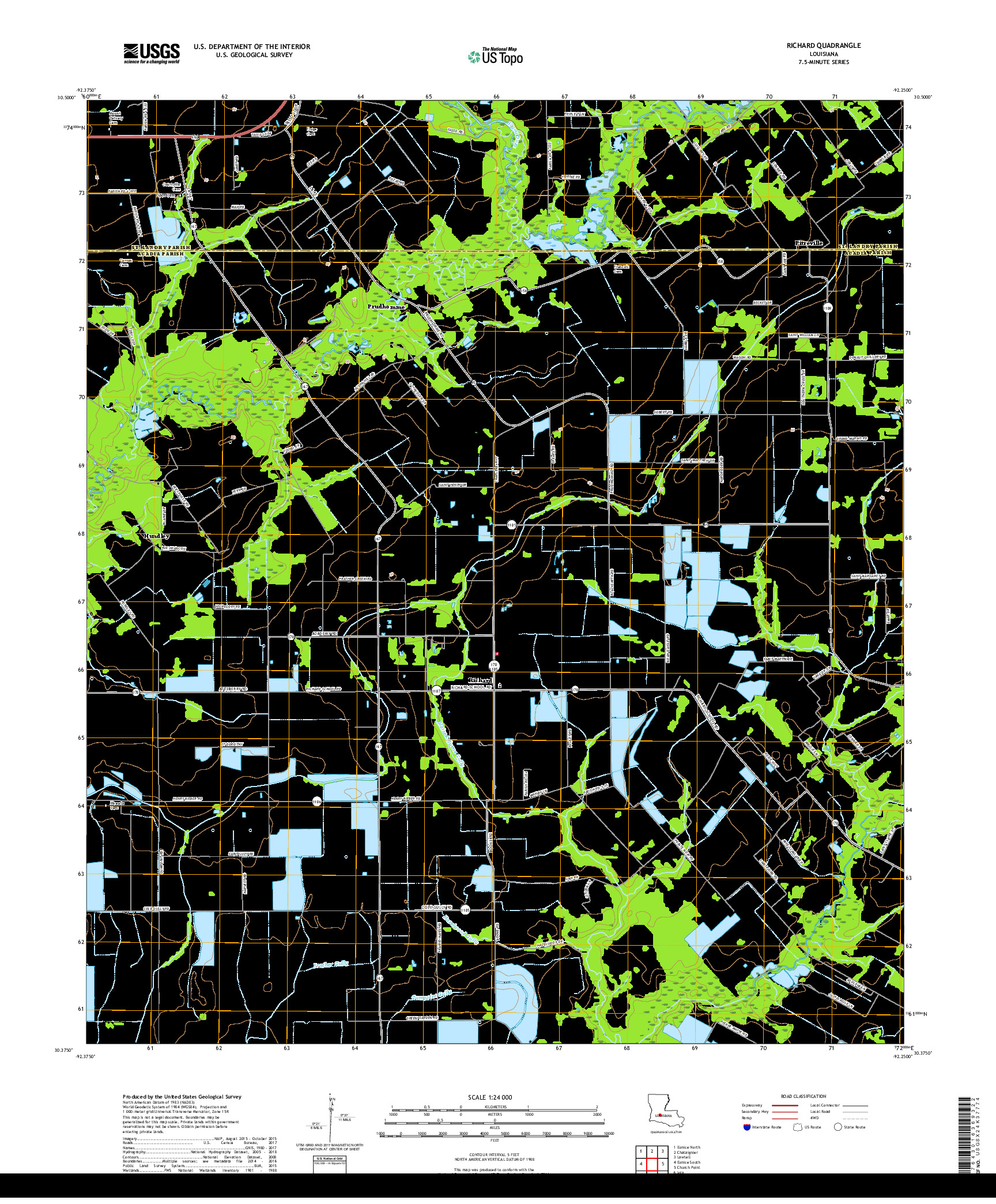 USGS US TOPO 7.5-MINUTE MAP FOR RICHARD, LA 2018