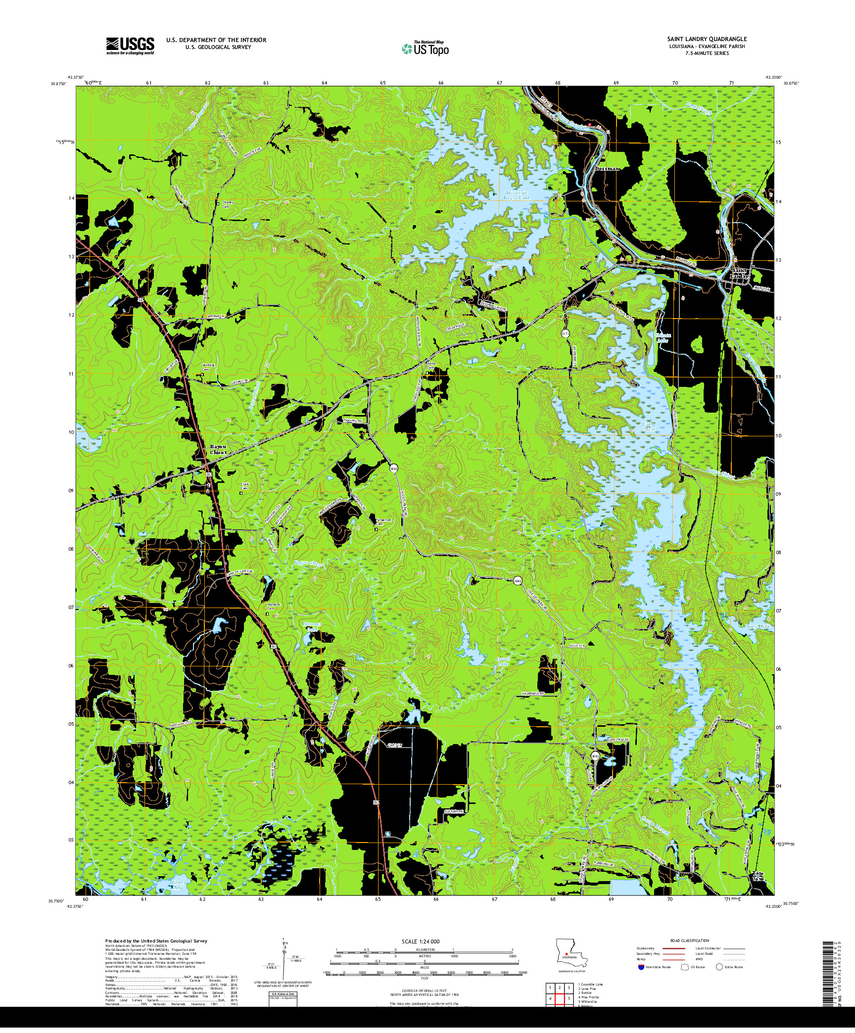 USGS US TOPO 7.5-MINUTE MAP FOR SAINT LANDRY, LA 2018