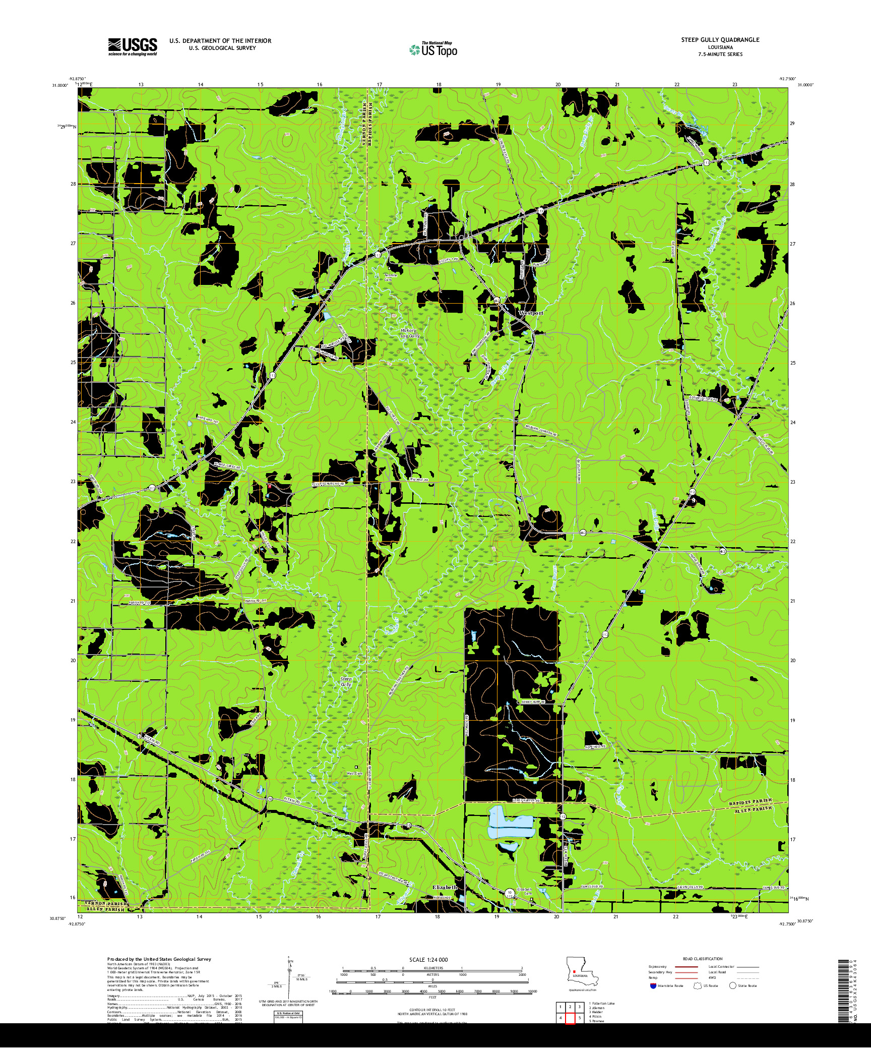 USGS US TOPO 7.5-MINUTE MAP FOR STEEP GULLY, LA 2018