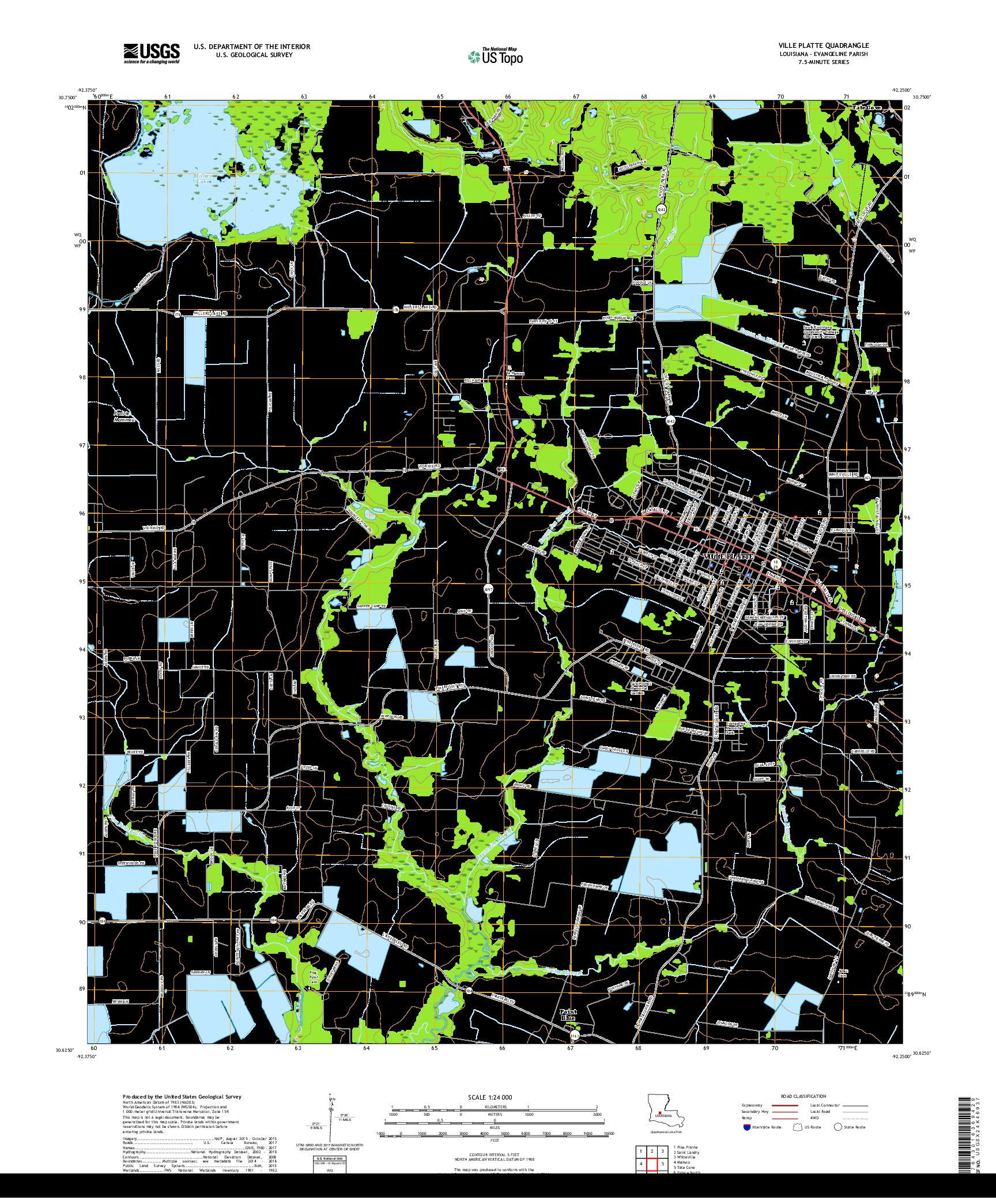 USGS US TOPO 7.5-MINUTE MAP FOR VILLE PLATTE, LA 2018