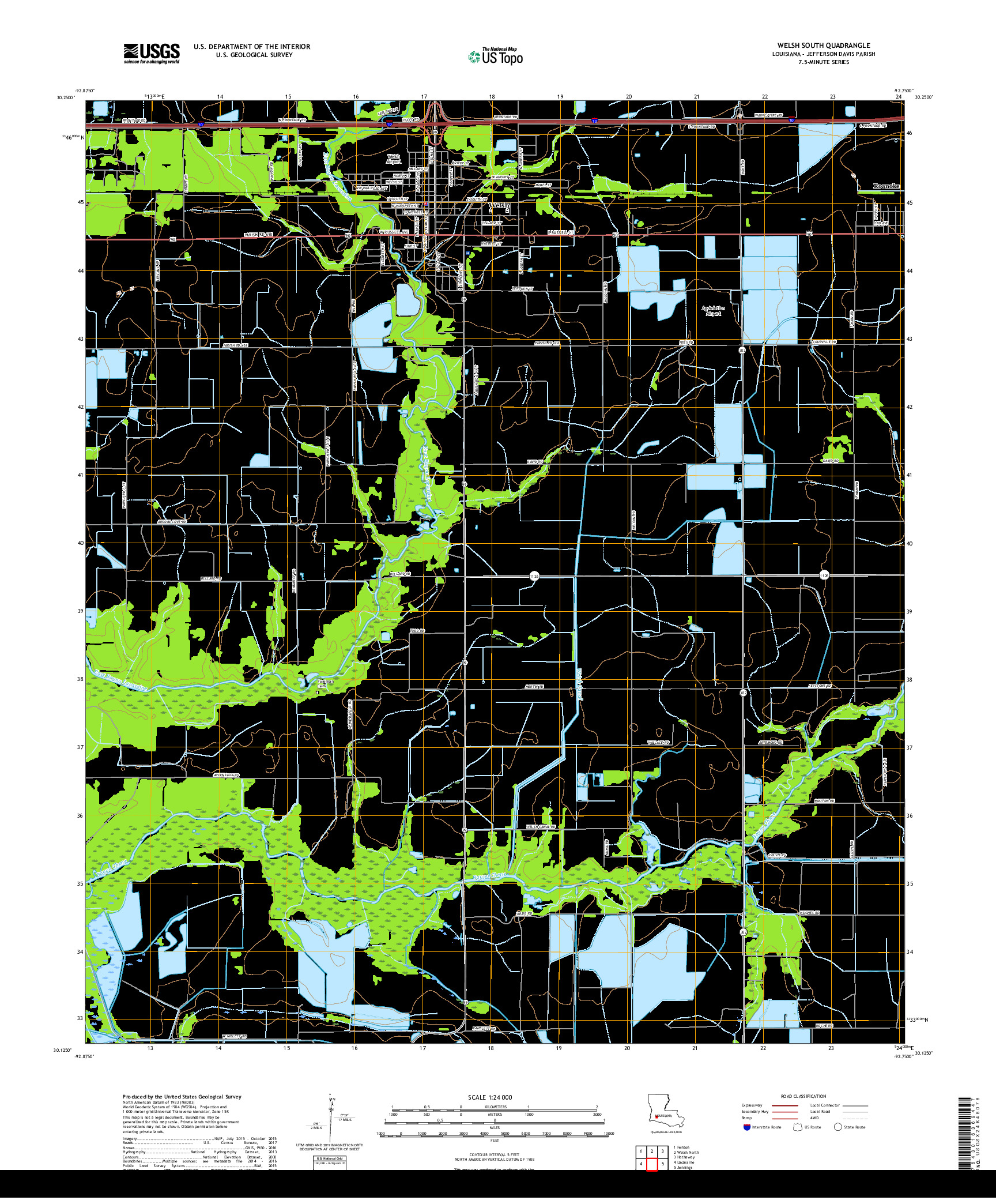 USGS US TOPO 7.5-MINUTE MAP FOR WELSH SOUTH, LA 2018