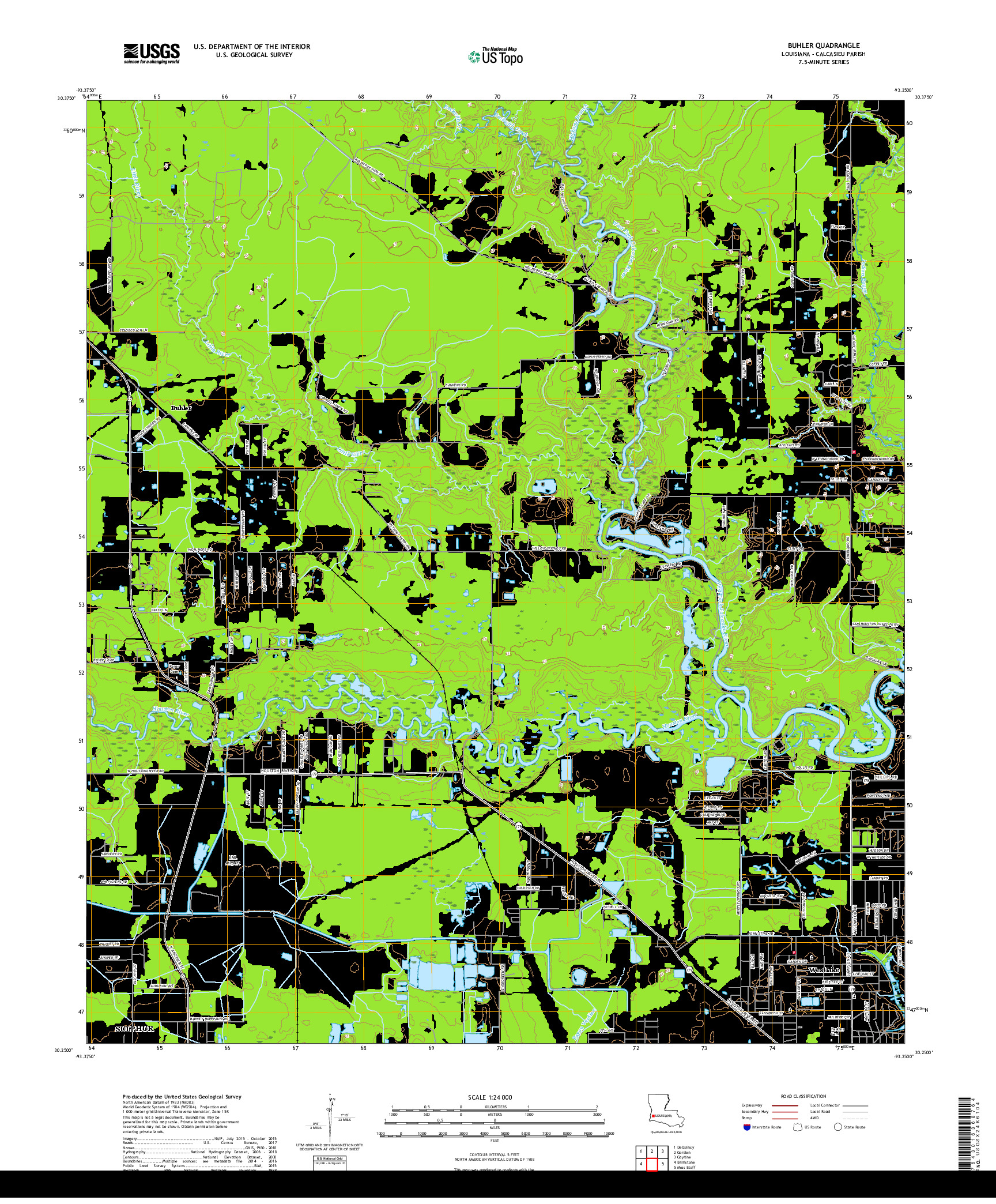 USGS US TOPO 7.5-MINUTE MAP FOR BUHLER, LA 2018