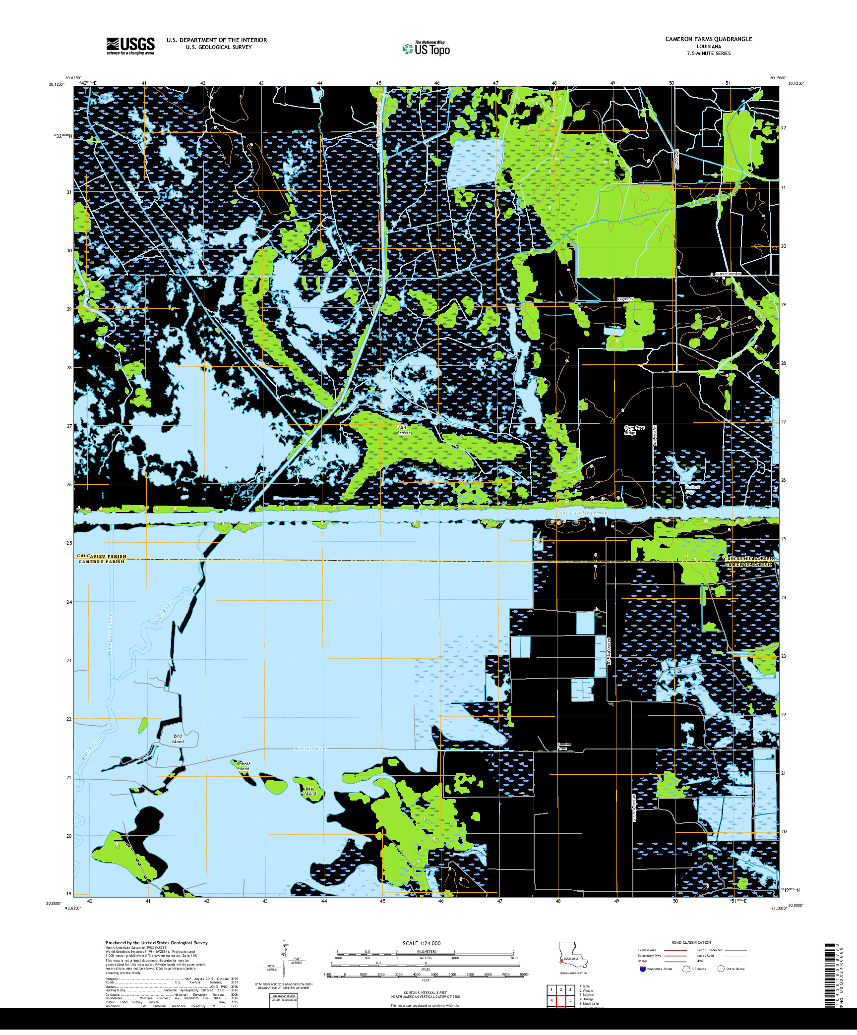 USGS US TOPO 7.5-MINUTE MAP FOR CAMERON FARMS, LA 2018