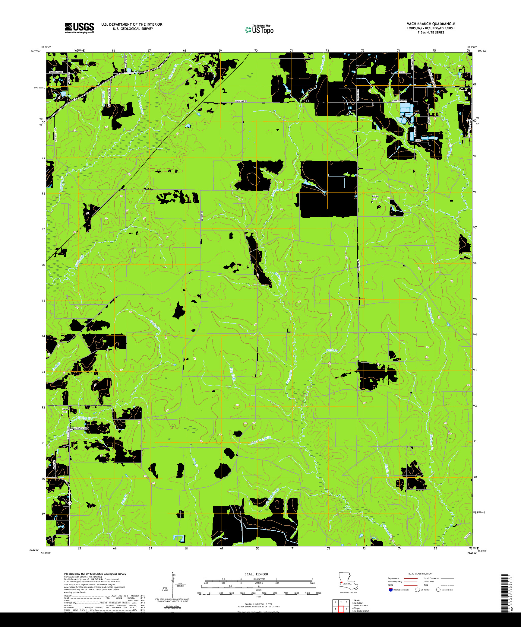 USGS US TOPO 7.5-MINUTE MAP FOR MACH BRANCH, LA 2018