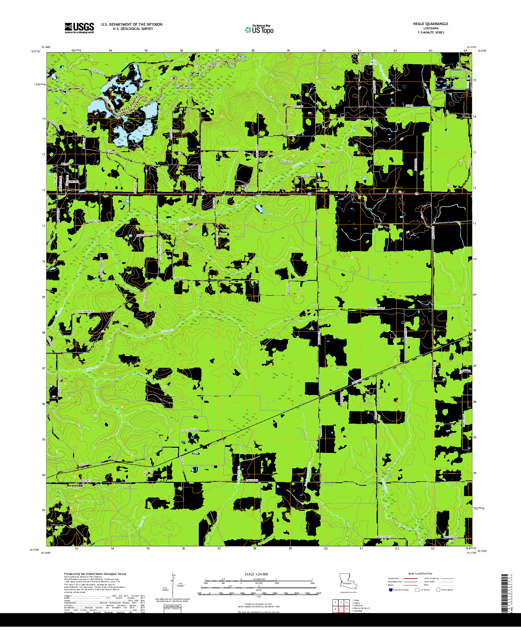 USGS US TOPO 7.5-MINUTE MAP FOR NEALE, LA 2018